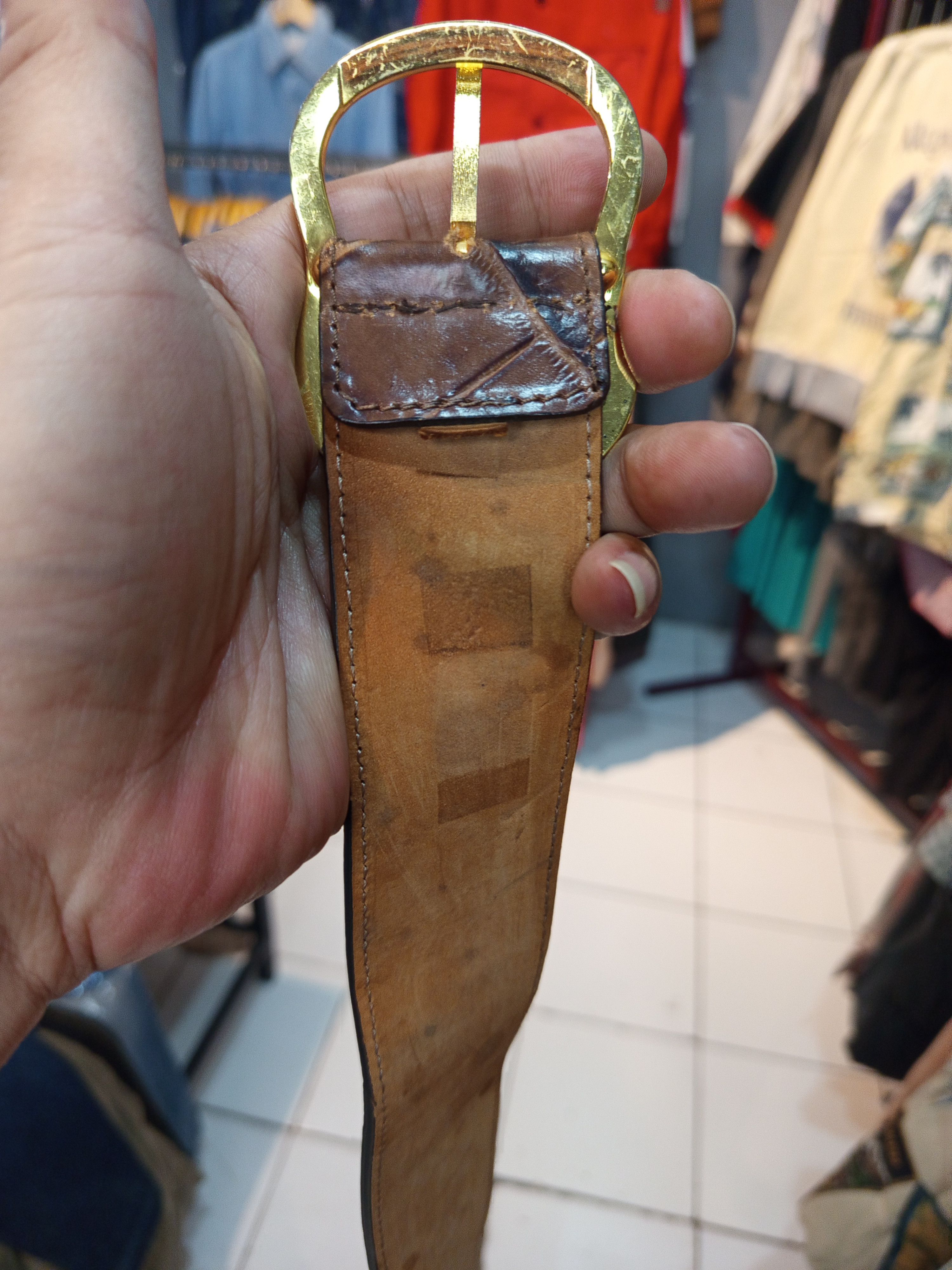 Emporio Armani Leather Belt Croc Embossed