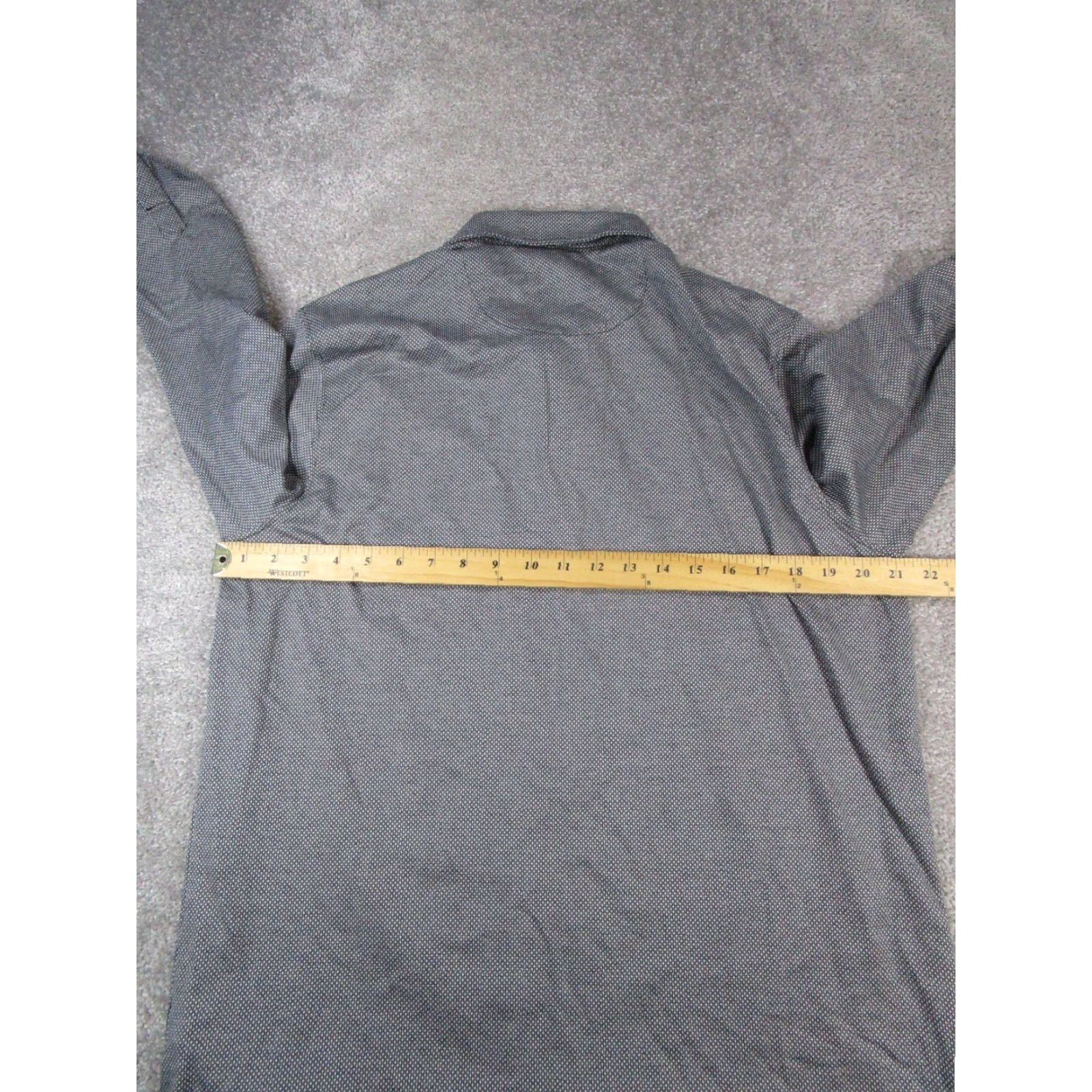 UNTUCKit UNTUCKit Polo Shirt Mens Large Gray Cotton Golf Herringbone Long Sleeve Button-Front Collared Golfwear Mens L Gray UNTUCKit Polo Size US L / EU 52-54 / 3 - 6 Thumbnail