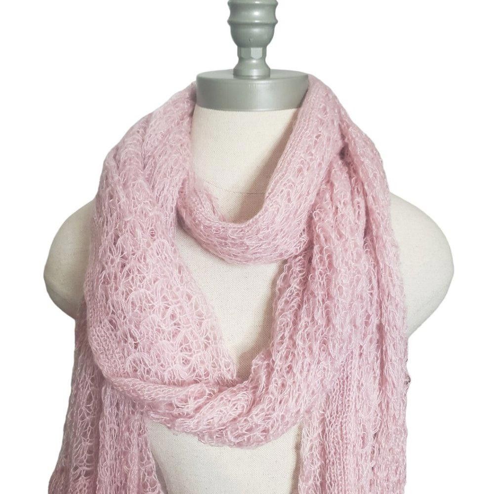 Designer CT821 Pink Crochet Scarf Size ONE SIZE - 2 Thumbnail