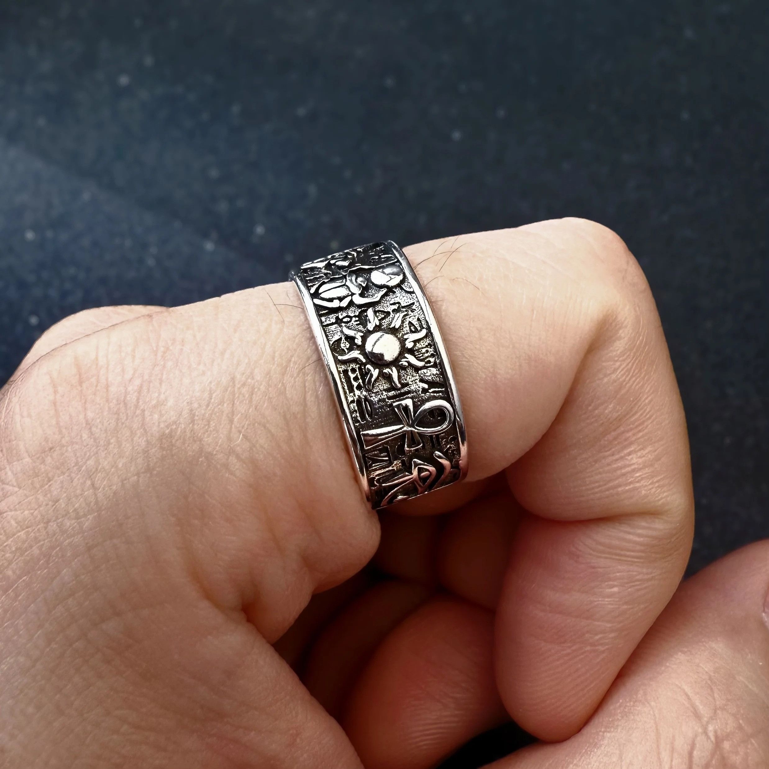 Vintage Retro Egyptian Symbols Ring Size ONE SIZE - 3 Thumbnail