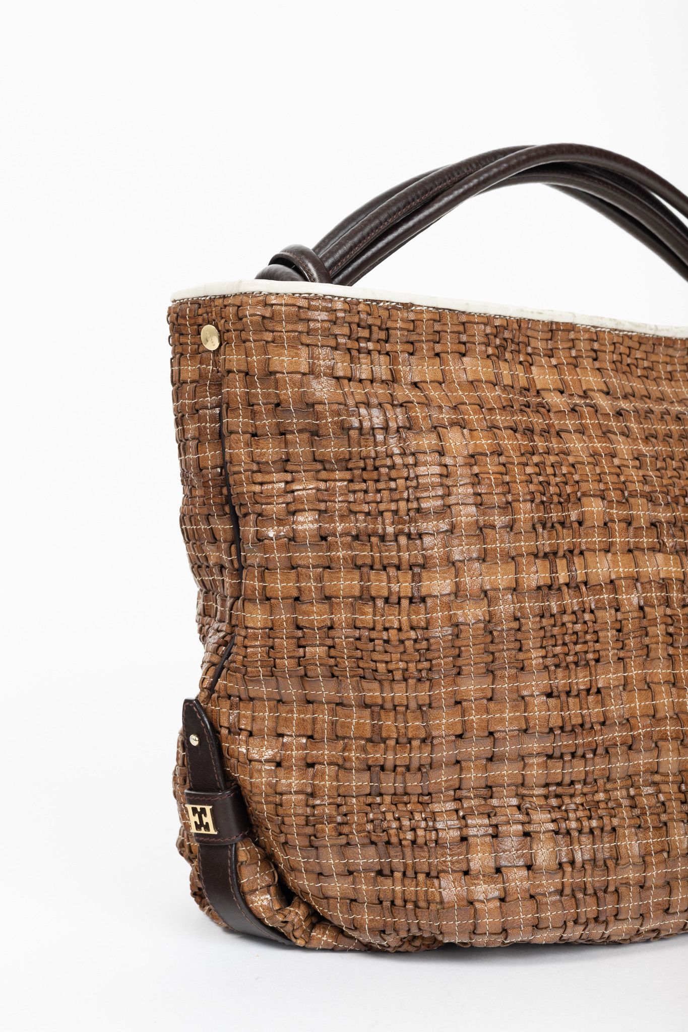 Escada Escada SS/14 Brown Woven-Leather Hobo Size ONE SIZE - 6 Thumbnail