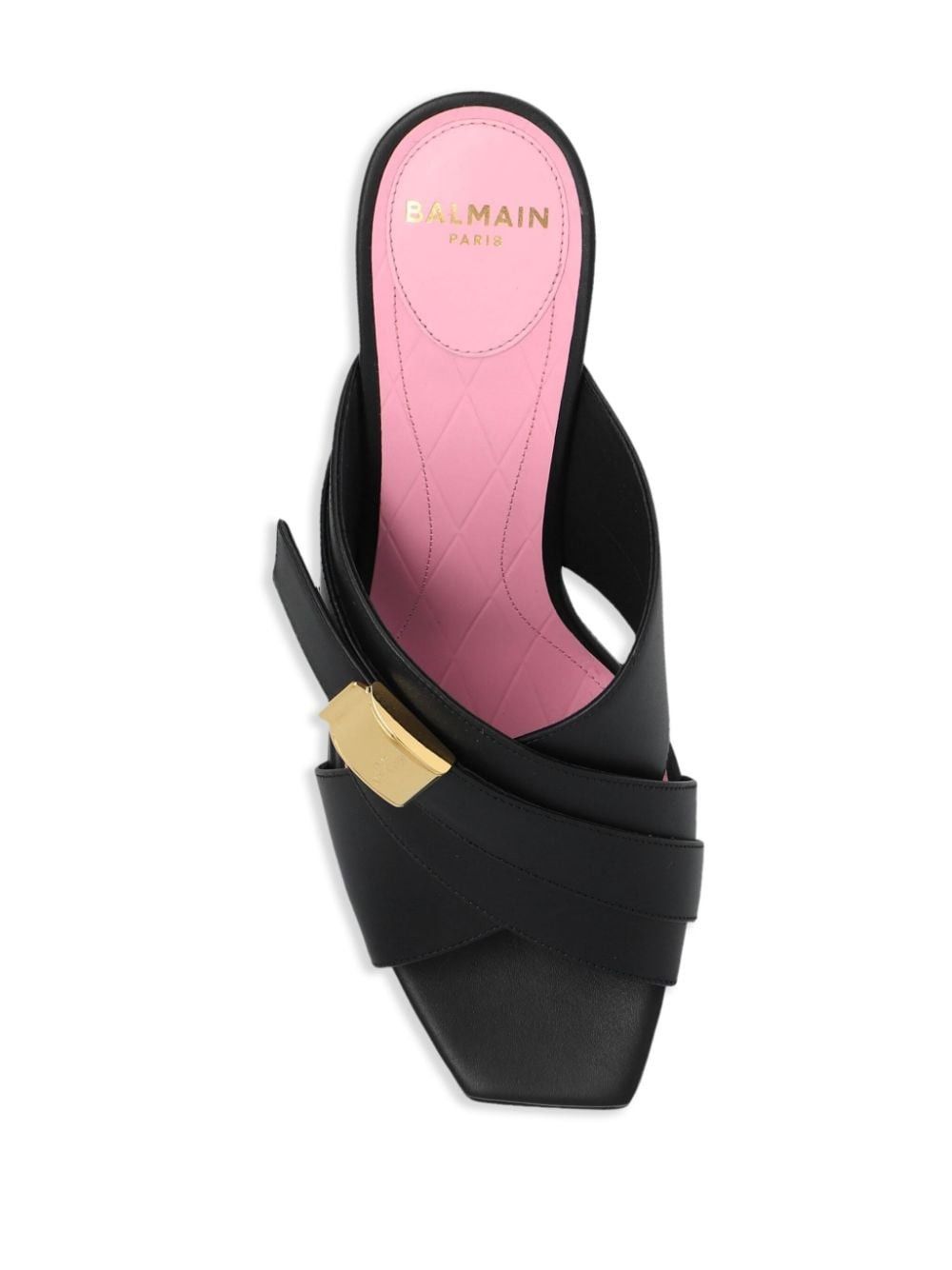 Balmain o1s1wg110925 Crossover 75mm Leather Mules in Black Size US 8 / IT 38 - 3 Thumbnail