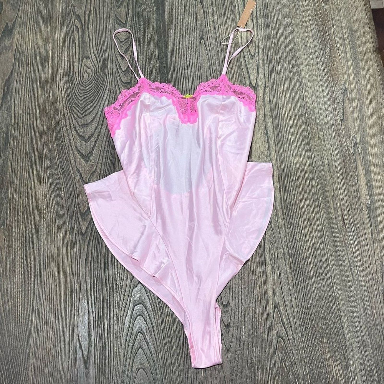 SKIMS NWT Skims Woven Shine Lace Teddy Bodysuit Strap Cherry S Size S / US 4 / IT 40 - 1 Thumbnail