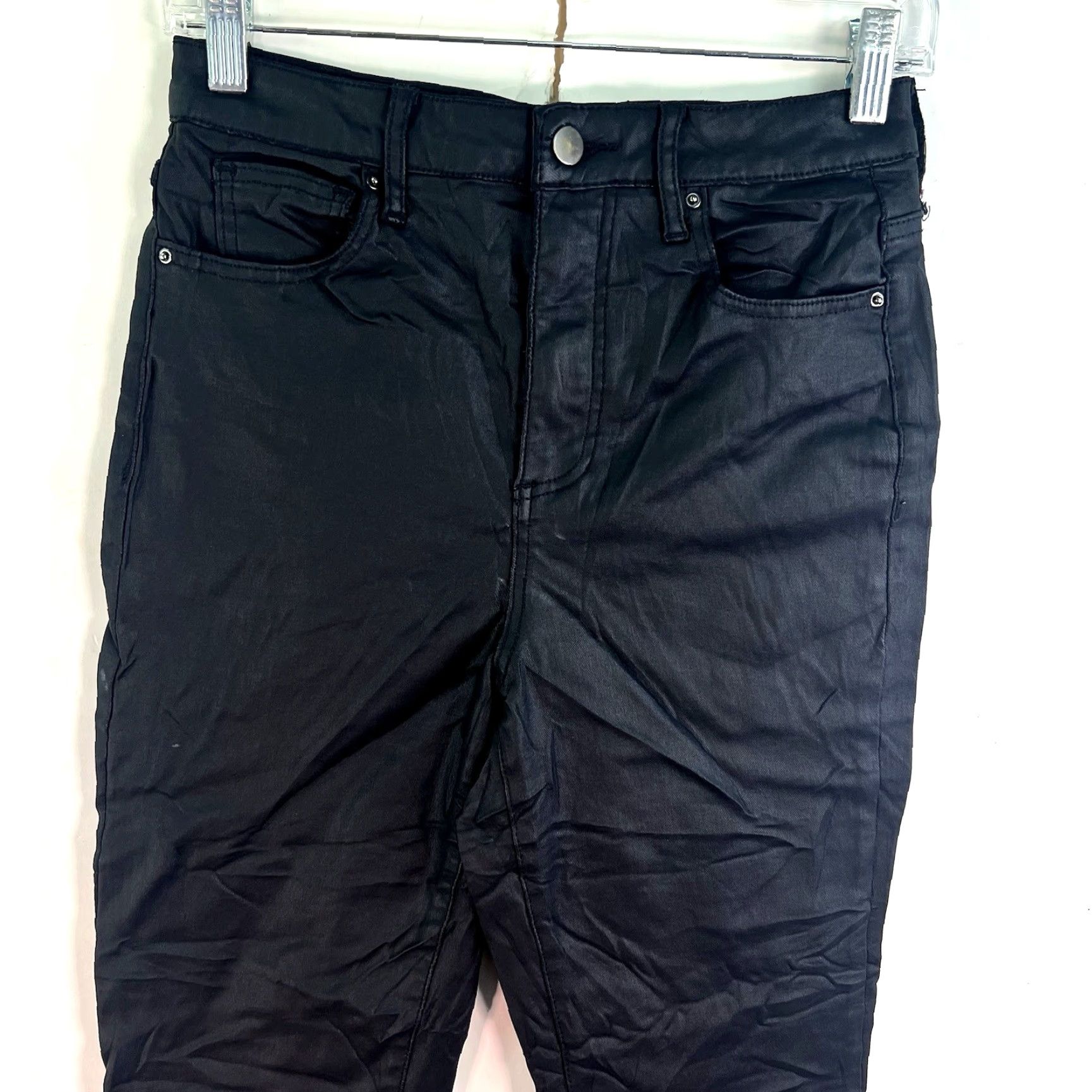 Vintage 12th Tribe Nixon Coated Skinny Pants Womens Size 29 Black Faux Leather Ankle Comfort Biker Casual Size 29" - 3 Thumbnail