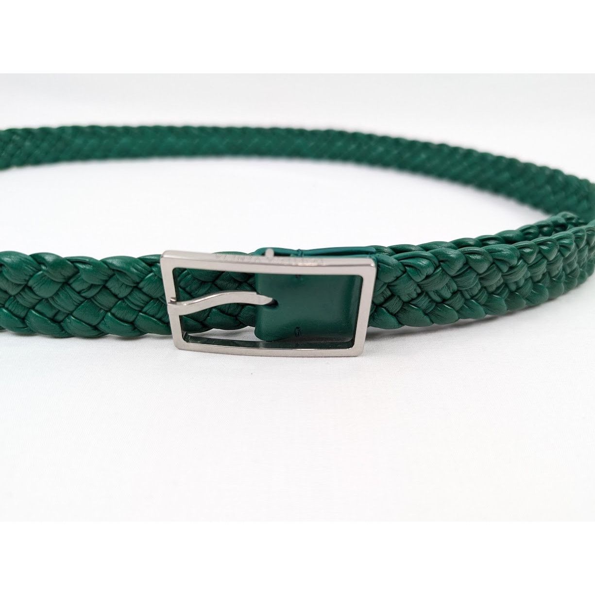 Bottega Veneta o1rshd1 Size: M/ Intreccio Paper Belt in Racing Green/Silver Size ONE SIZE - 12 Thumbnail