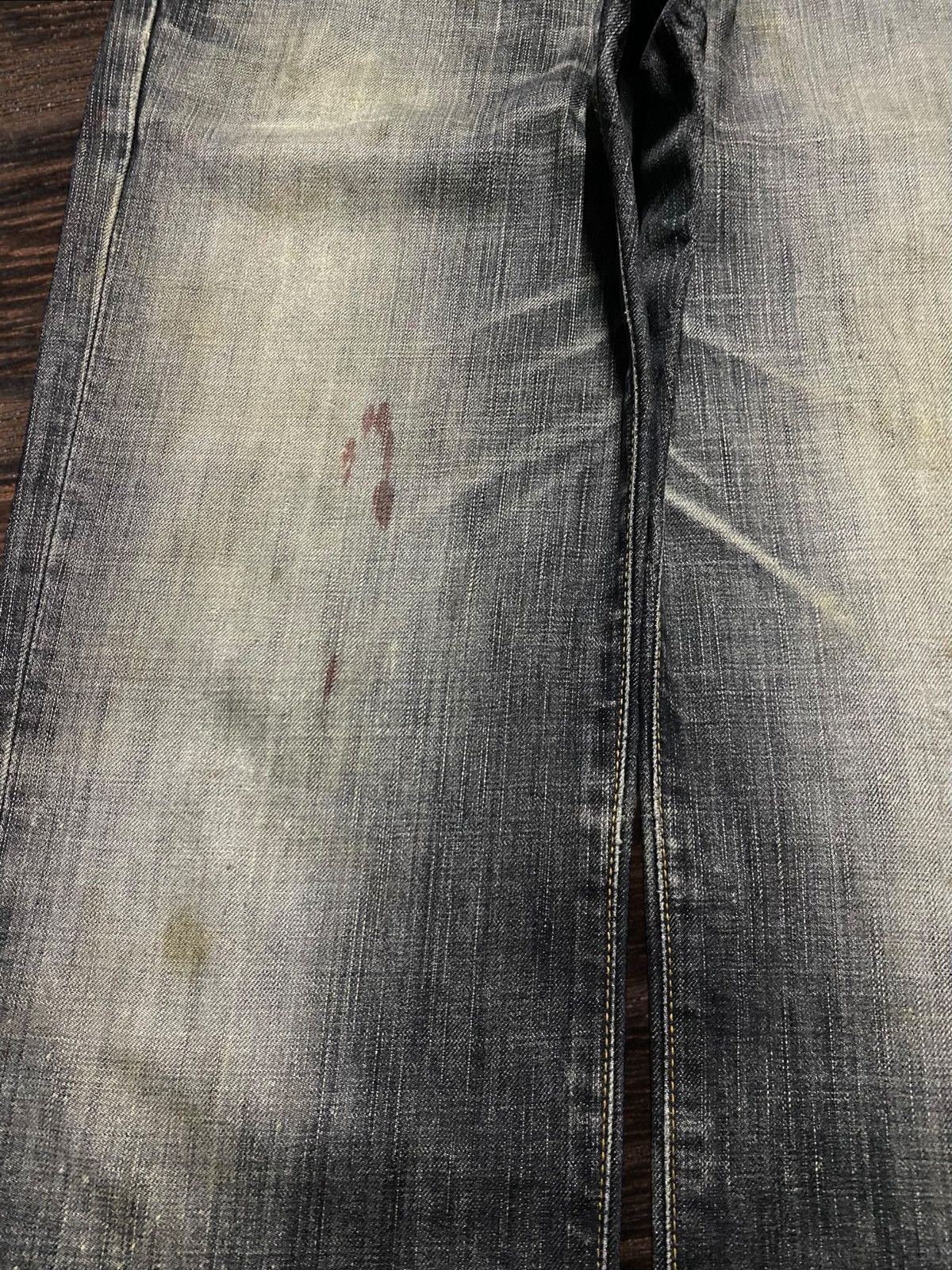 Japanese Brand Edwin 503 Denim Acid Wash Stain Distressed Loose Jeans Size US 30 / EU 46 - 7 Thumbnail