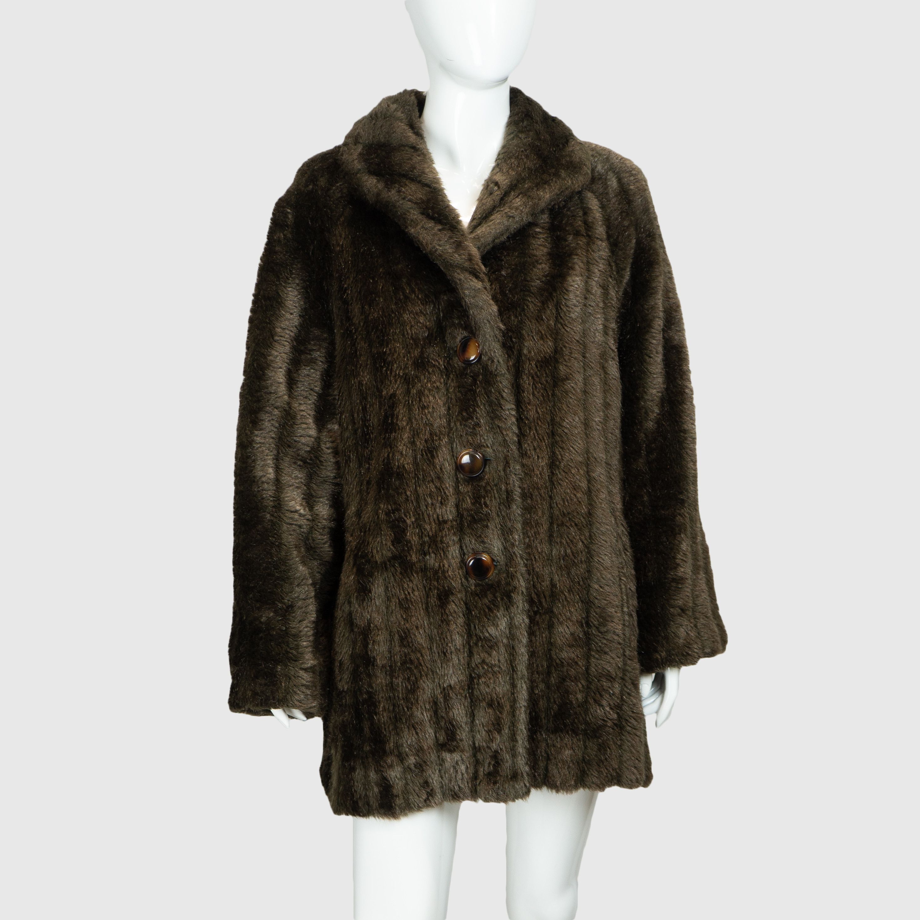 Versace VERSACE Jeans Couture Brown Fur Coat Vintage 90s 00s Size L / US 10 / IT 46 - 1 Thumbnail
