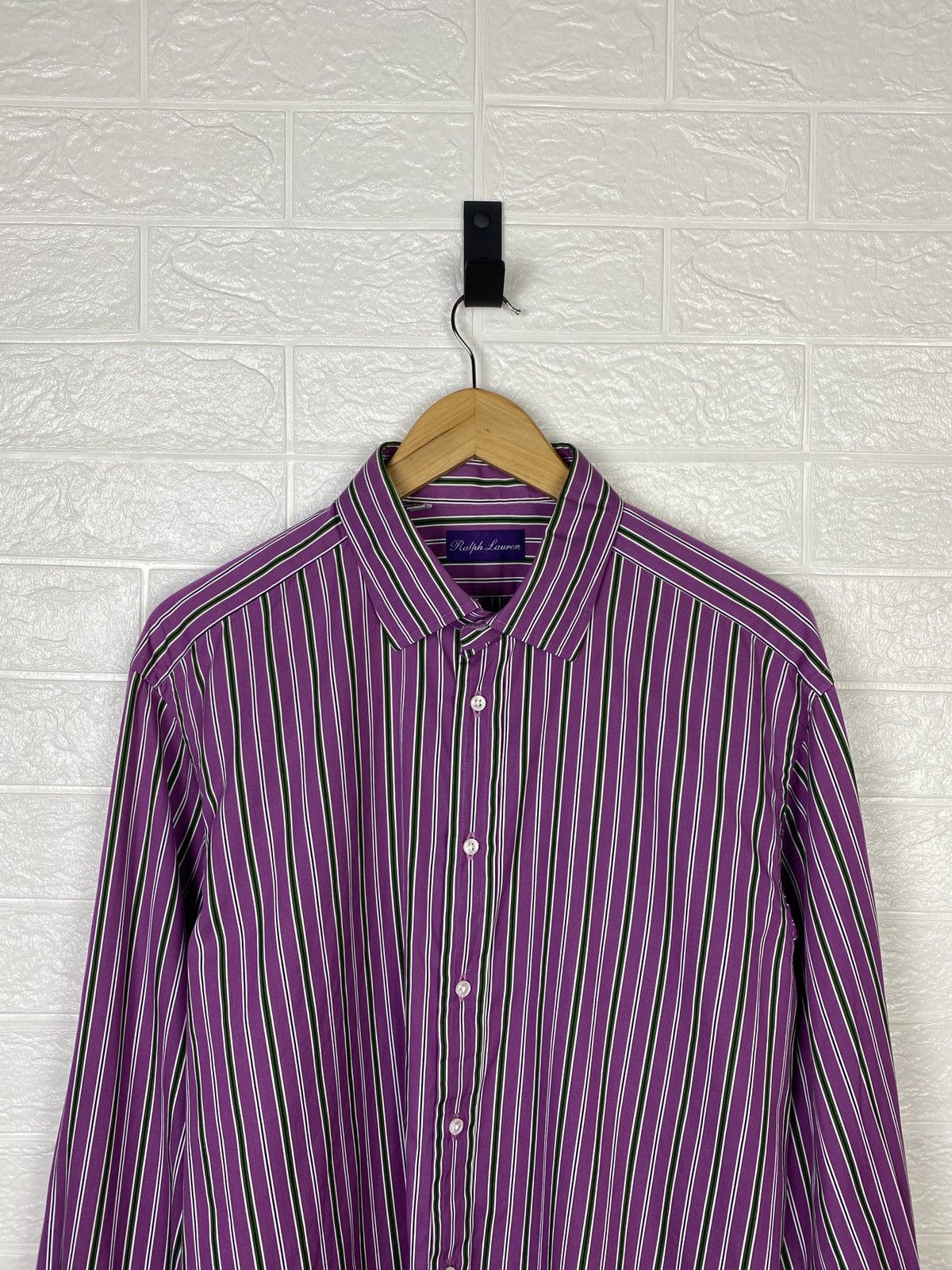 Polo Ralph Lauren × Ralph Lauren Purple Label Ralph Lauren Purple Label Dress Shirt Purple Striped French Size US XL / EU 56 / 4 - 3 Thumbnail