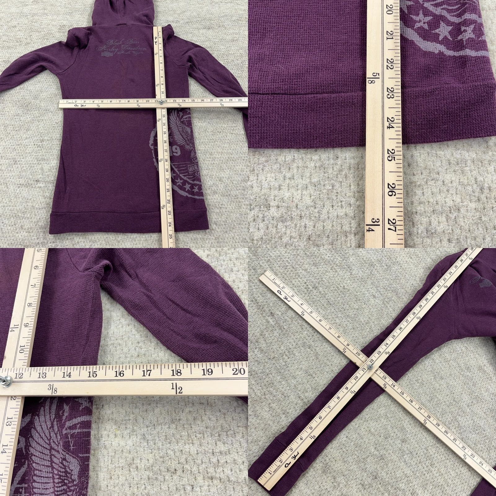 Harley Davidson Vintage Harley-Davidson Shirt Women Medium Purple Thermal Hoodie Waffle Knit Size M / US 6-8 / IT 42-44 - 9 Thumbnail