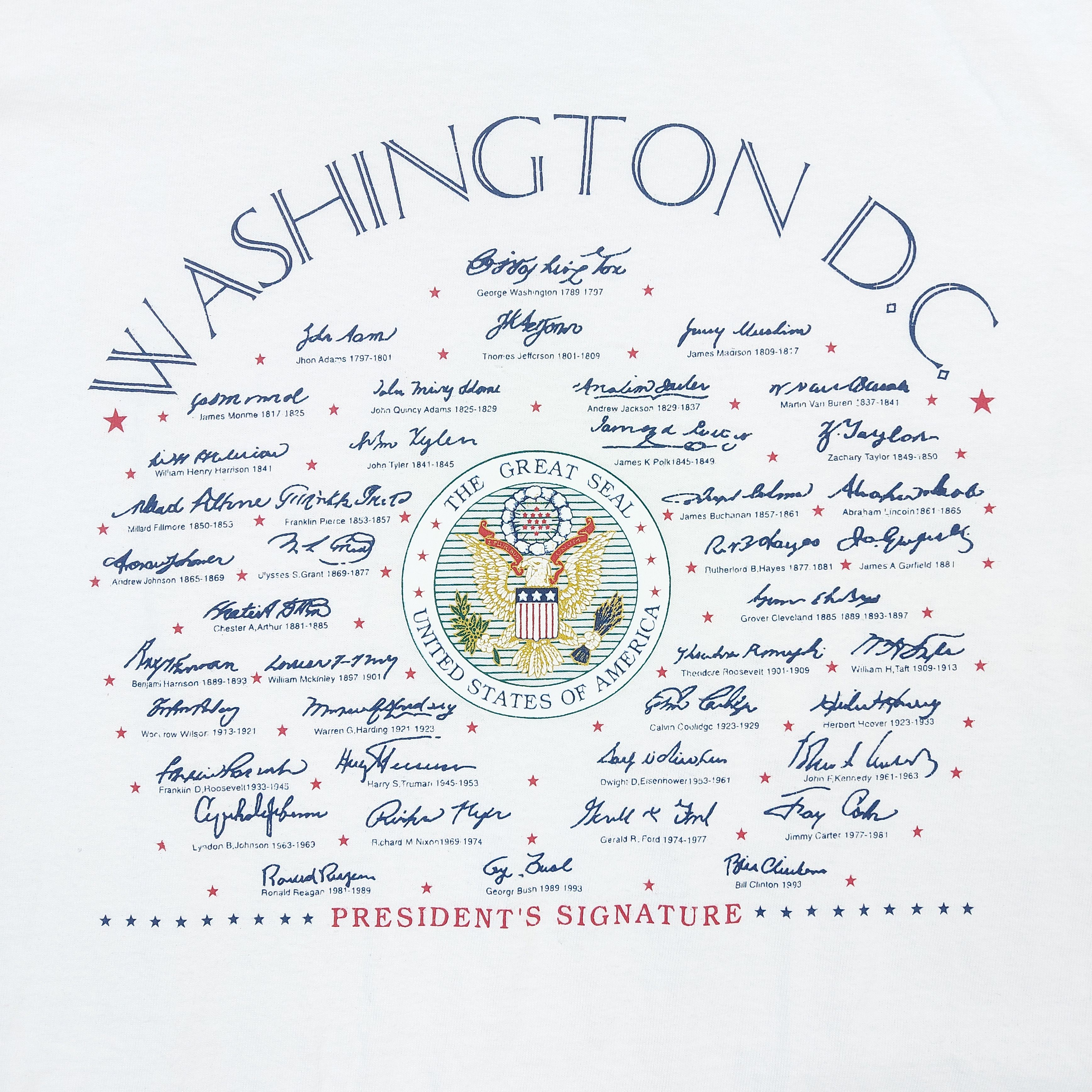 Vintage Vintage 90s Washington DC Presidents Signature Freedom TEE Size US XL / EU 56 / 4 - 2 Thumbnail