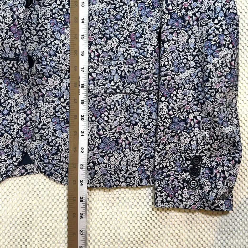 Talbots EUC Talbots Blazer Cotton Two Button Jacket Womens 8 Floral Notched Lapel LinedPockets Spring Summer Blue - Womens Blazer Size M / US 6-8 / IT 42-44 - 7 Thumbnail