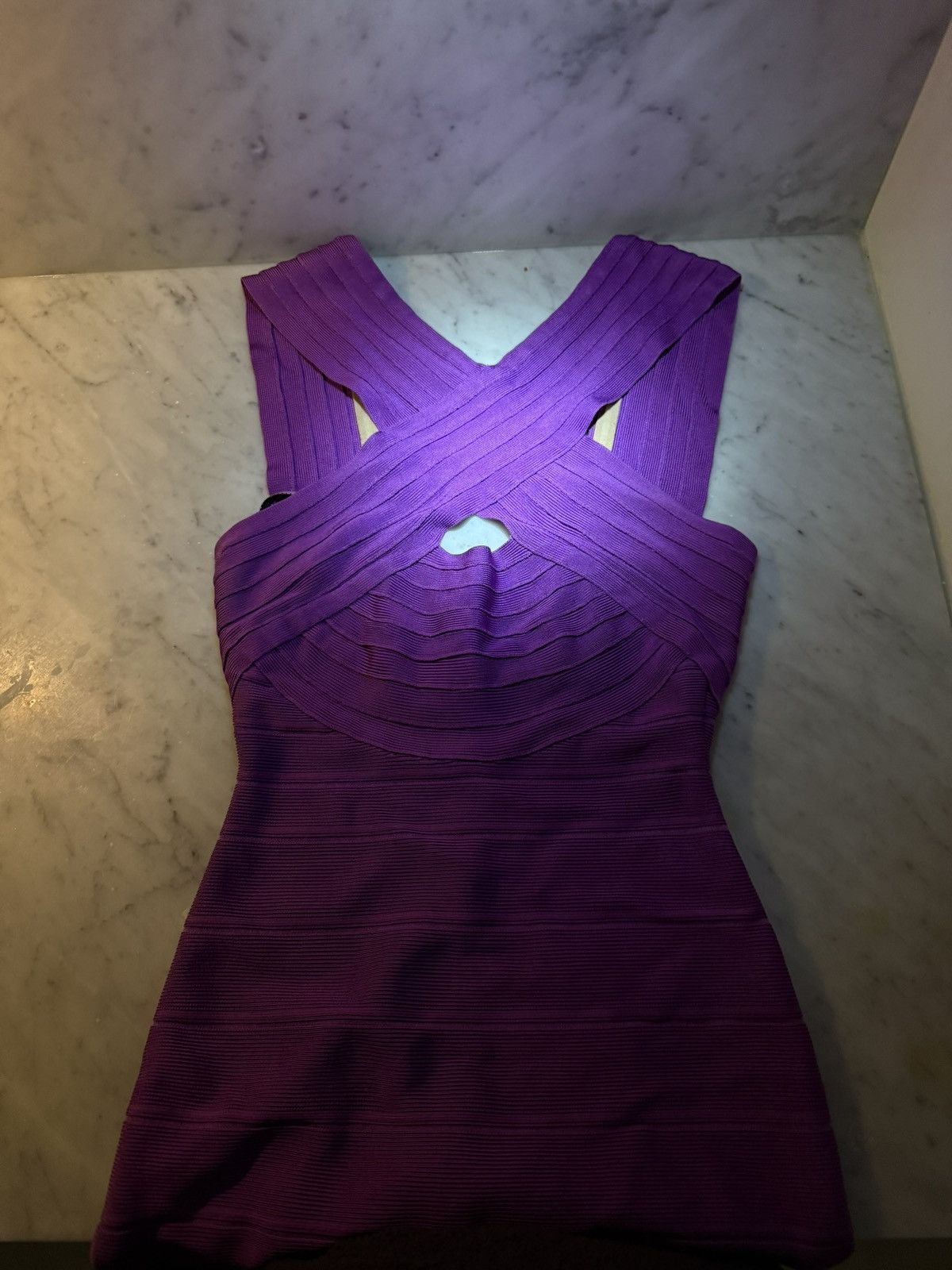 Herve Leger Herve Leger Purple Bandage Dress Size XS / US 0-2 / IT 36-38 - 1 Thumbnail