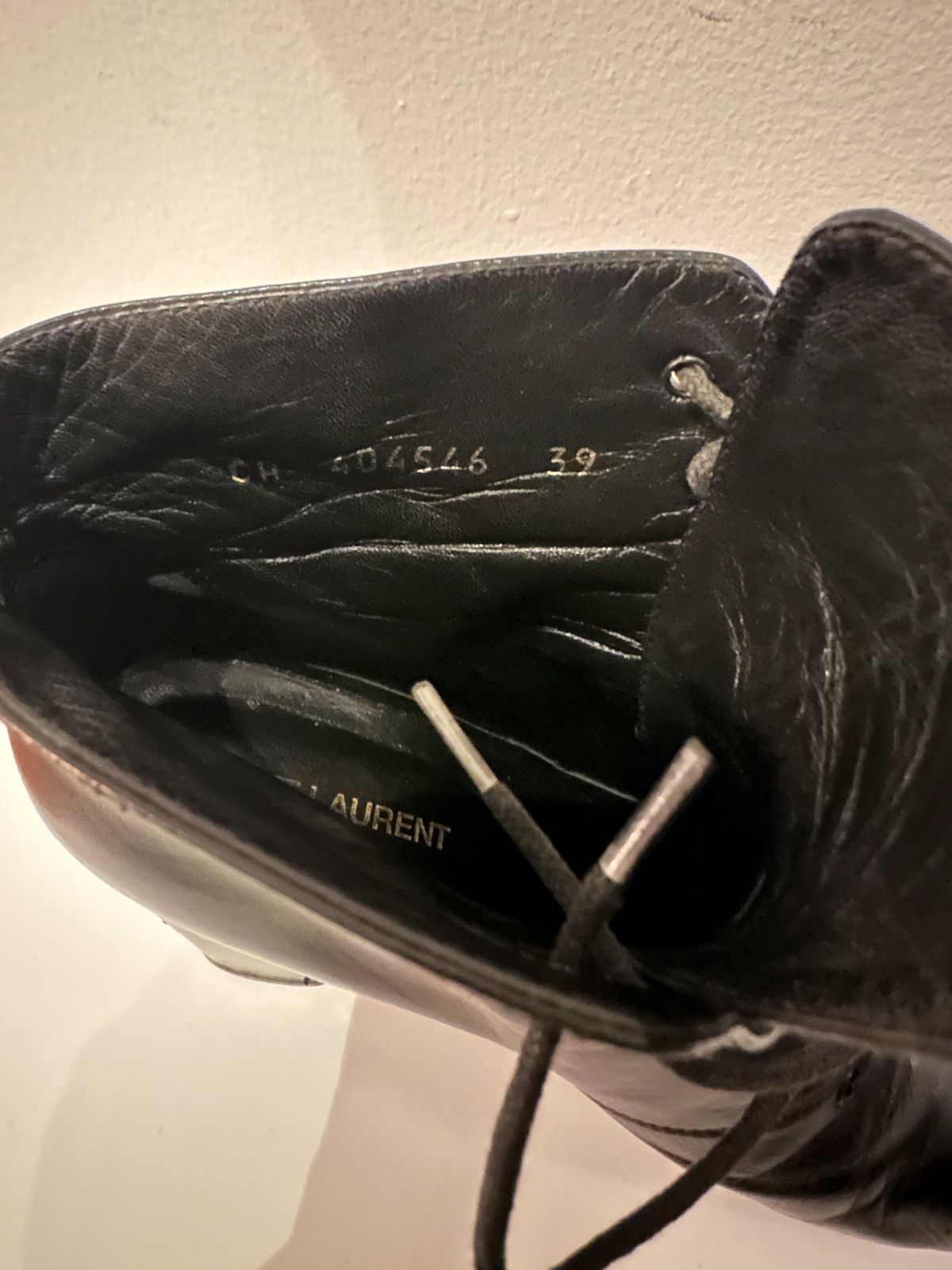 Saint Laurent Paris Saint Laurent Paris “Babies” 90 Leather Lace-Up Boots IT 39 Size US 9 / IT 39 - 11 Thumbnail