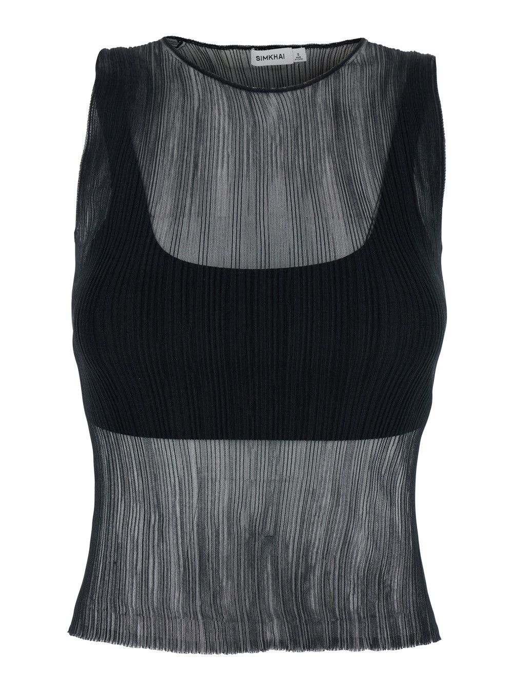 Simkhai 'Oakley' Black Top with Layered Design and Semi-Transparent Effect in Tech Fabric Woman Size XS / US 0-2 / IT 36-38 - 1 Thumbnail
