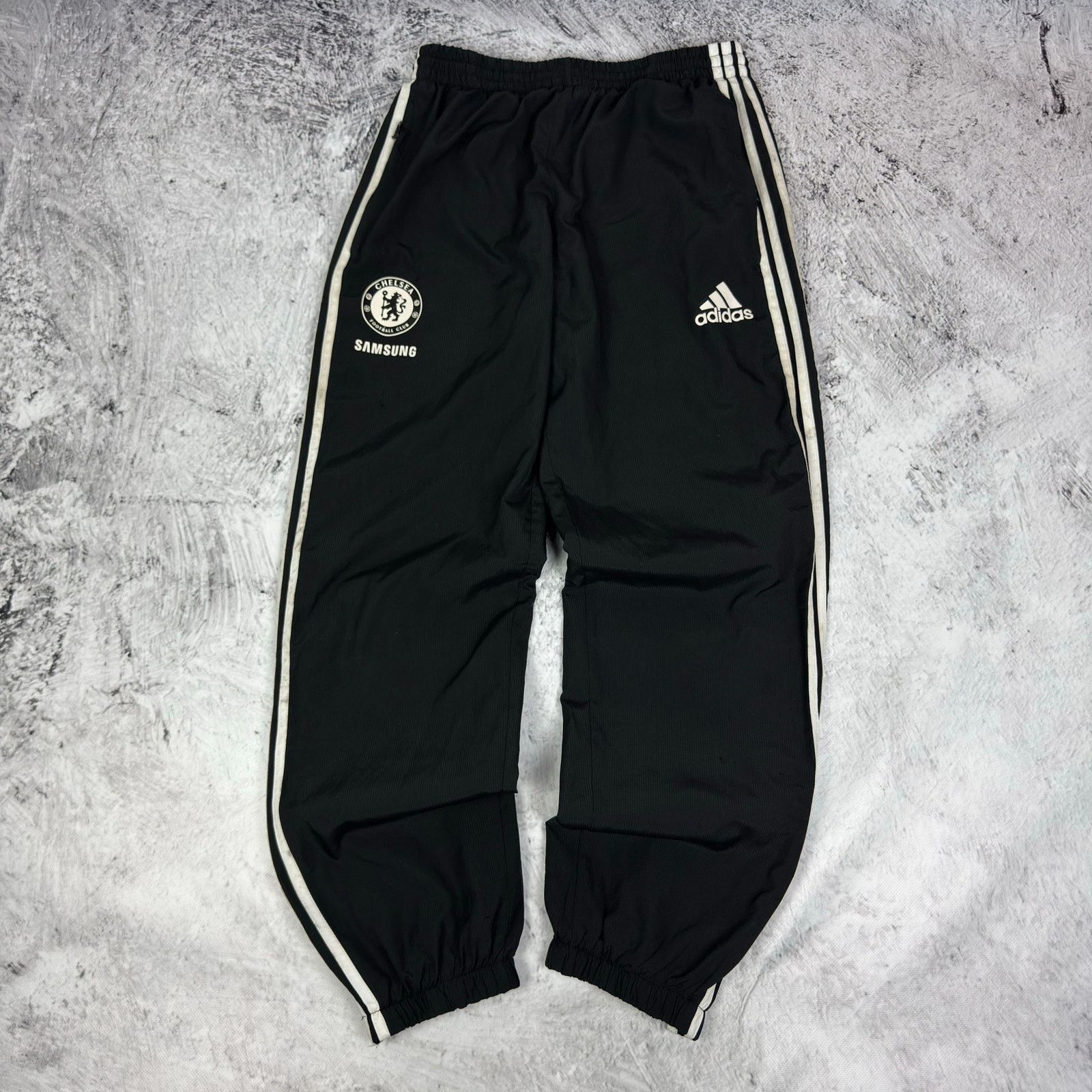 Adidas Mens Black White Straight Leg Chelsea F.C Track Pants