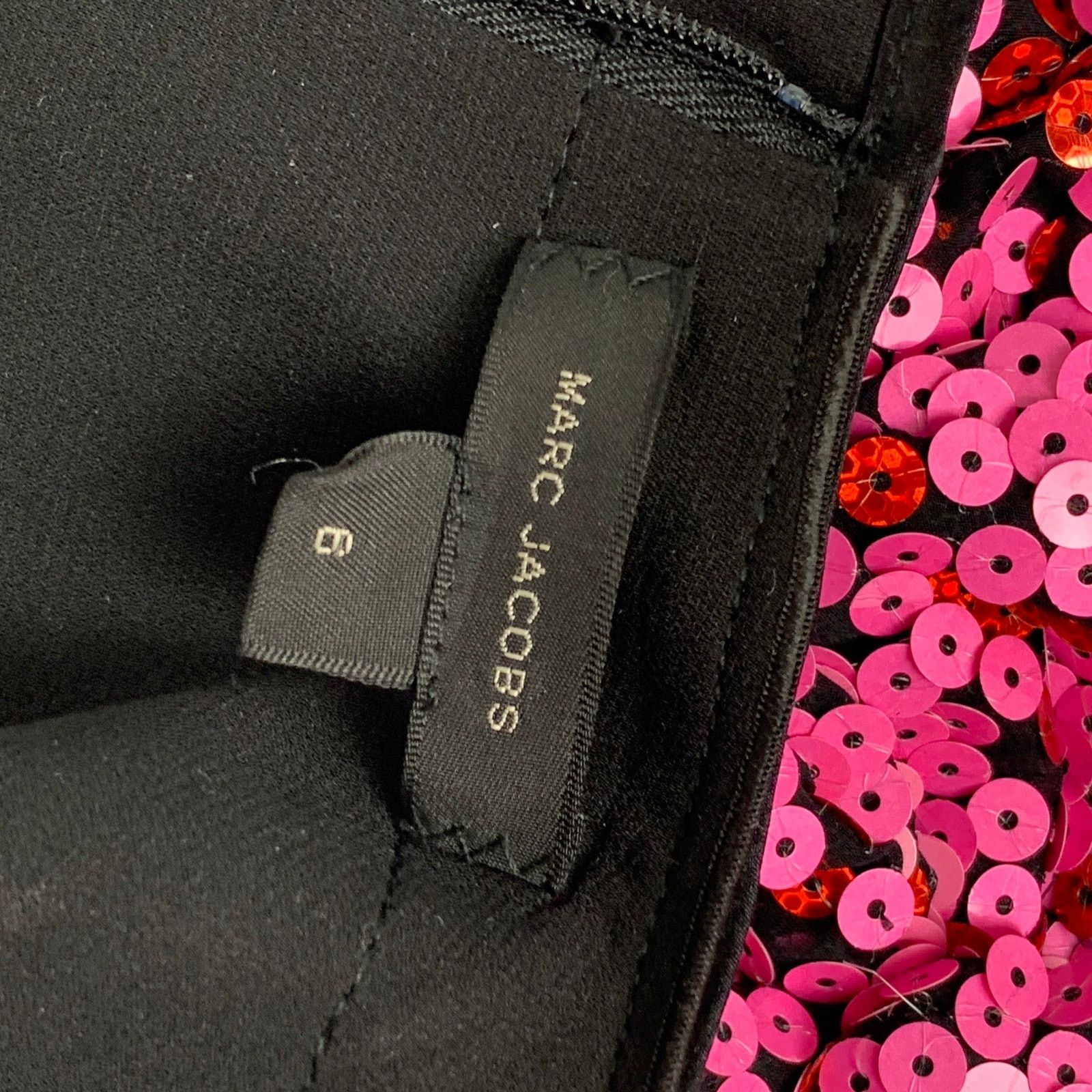 Marc Jacobs Black & Pink Polyester Blend Sequined Sleeveless Dress Top Size M / US 6-8 / IT 42-44 - 7 Thumbnail