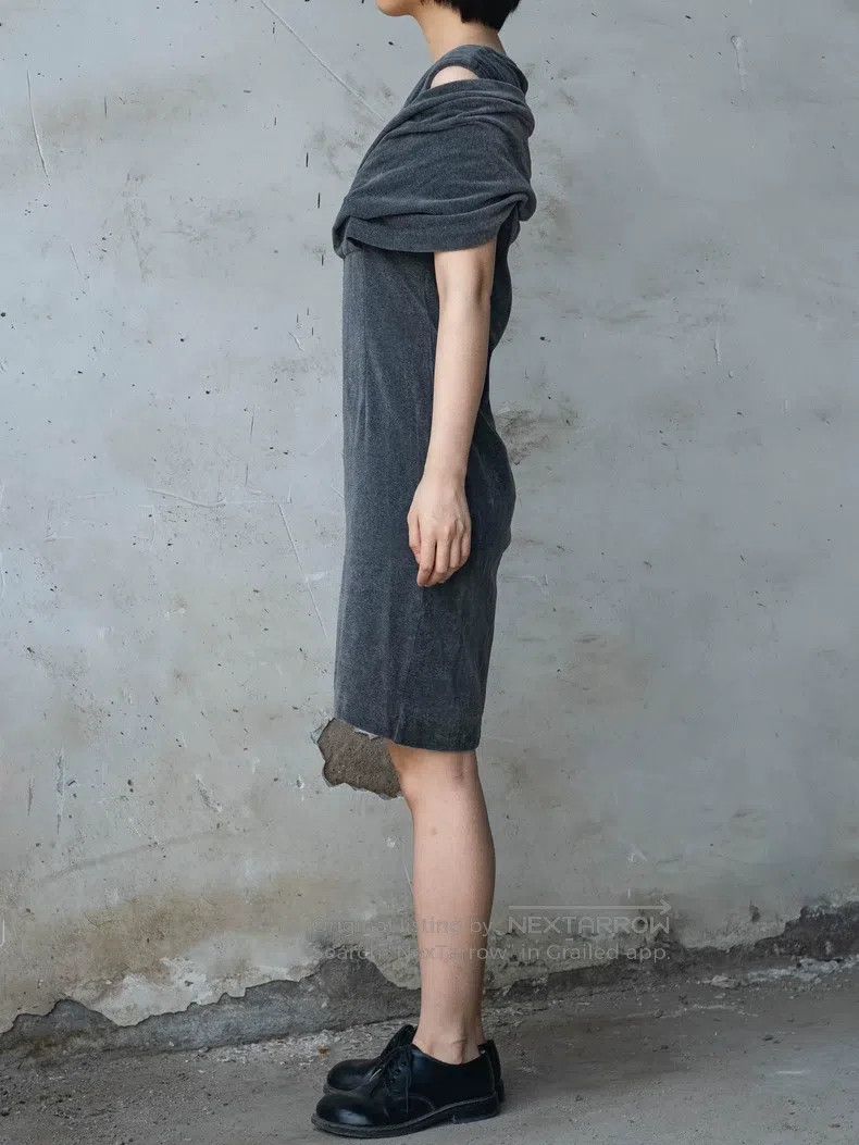 Comme des Garcons Comme Des Garcons Grey Velvet Shawl Dress Size M / US 6-8 / IT 42-44 - 2 Thumbnail