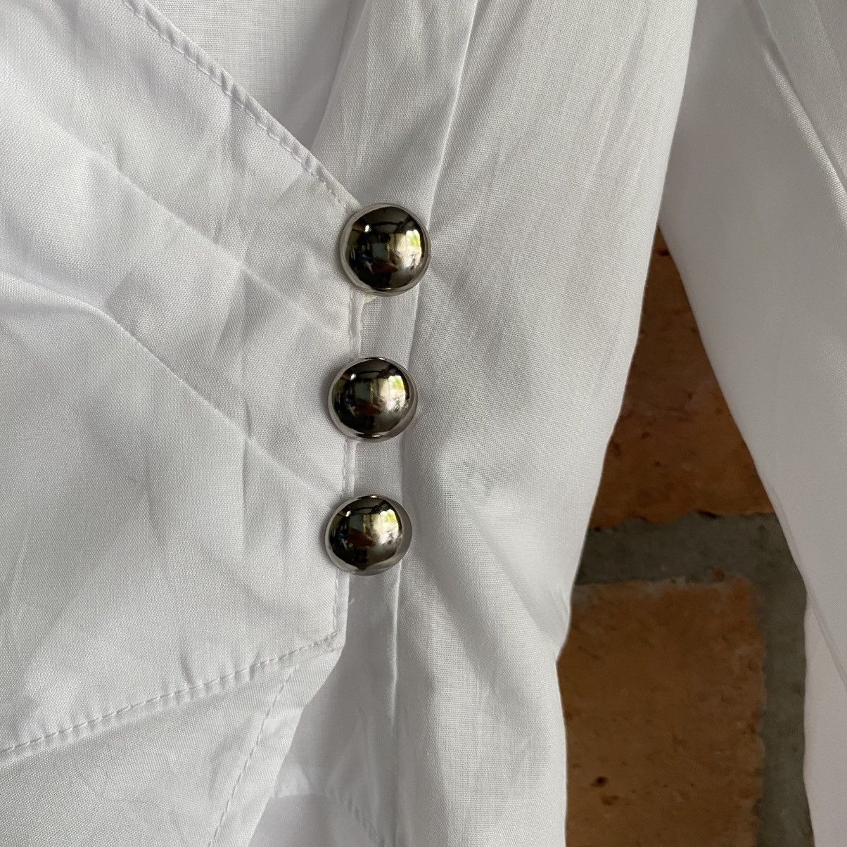 Japanese Brand RyuRyu Y2K Punk White Lace-Up Wrap Blouse with Peplum Hem Size M / US 6-8 / IT 42-44 - 8 Thumbnail