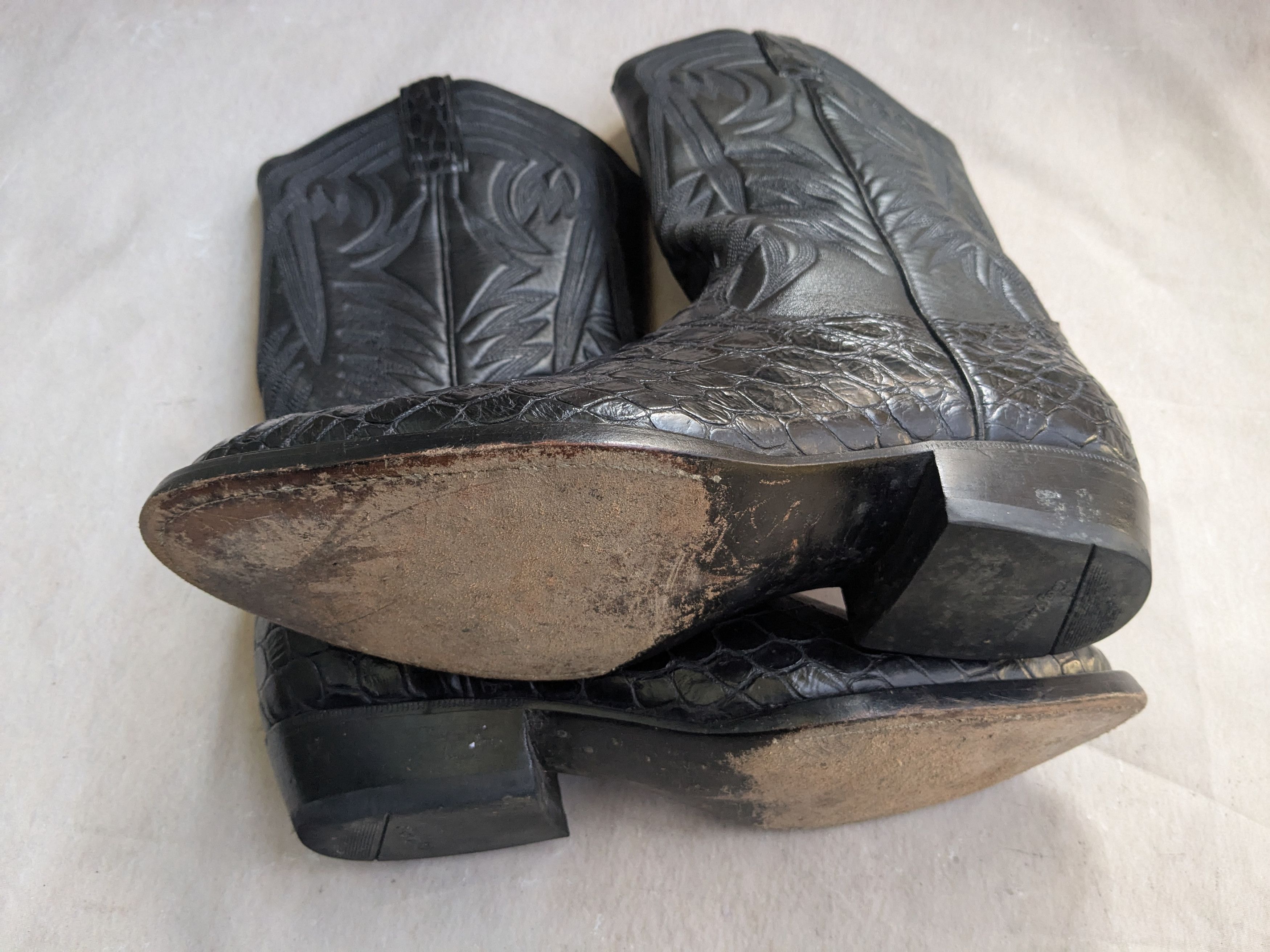 Genuine Leather Vintage Cowboy Boots Black Alligator Leather 9 Crocodile Size US 9 / EU 42 - 10 Thumbnail