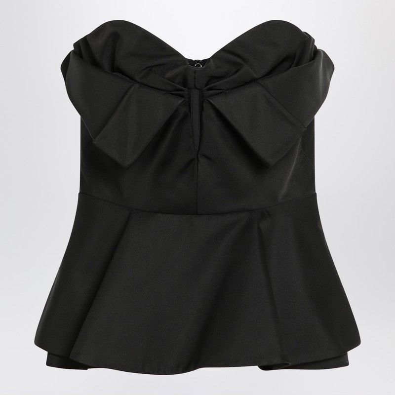 Alexander Mcqueen Black Corset Top In Silk Blend