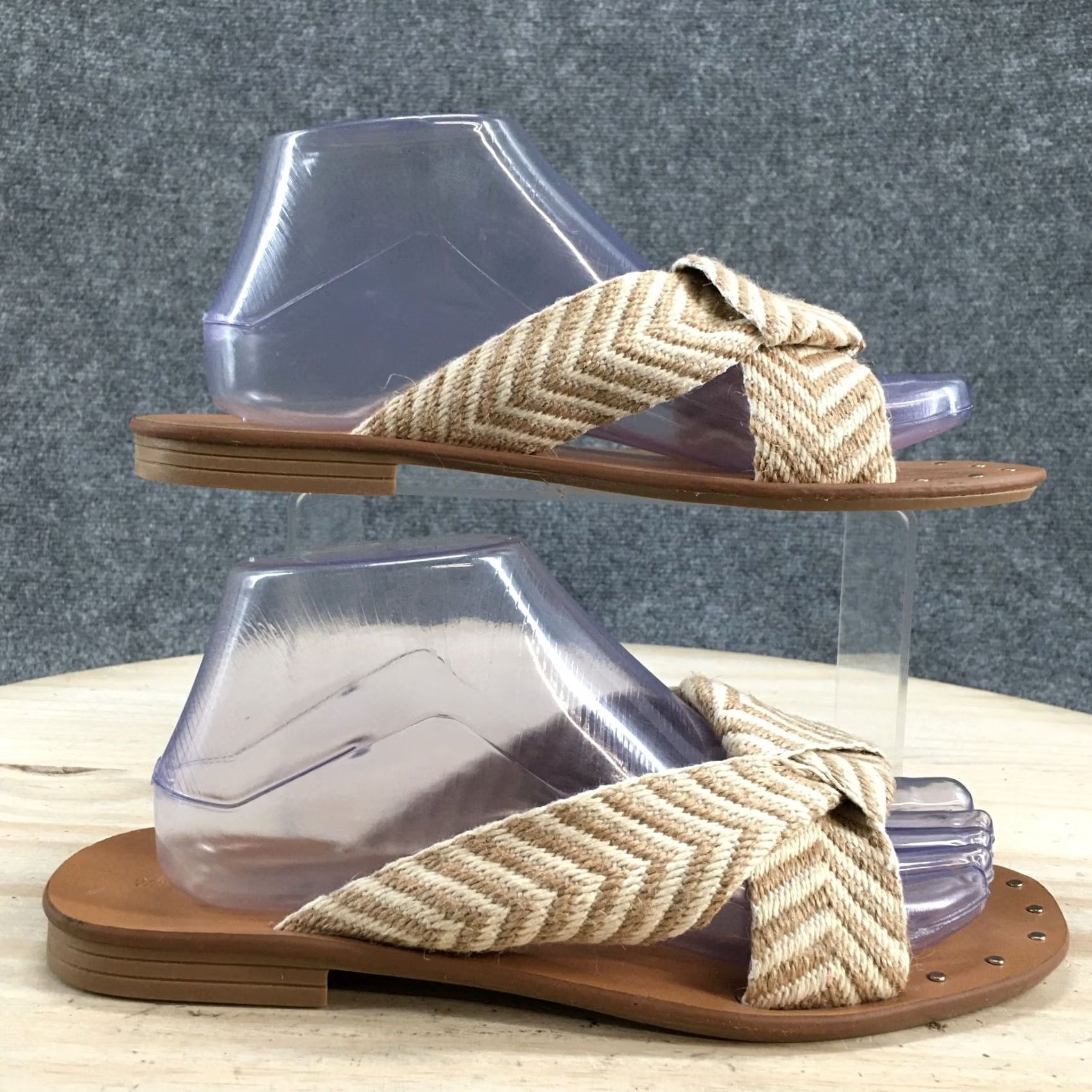 Vintage VINTAGE? No. Universal Thread Sandals Womens 8.5 Louise Chevron Print Slip On Slide Brown Size US 9 / IT 39 - 2 Thumbnail