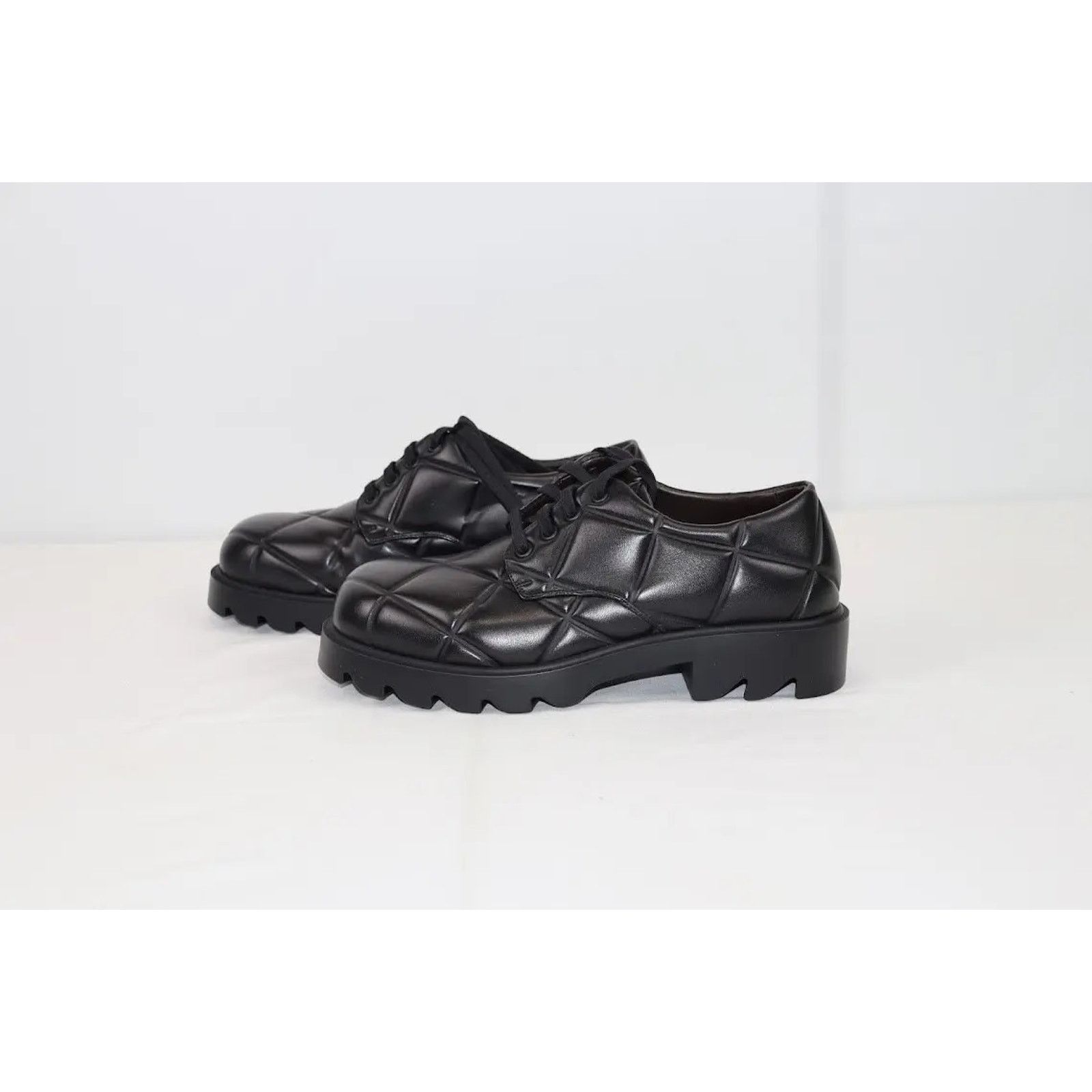 Bottega Veneta o1rshd1 Quilted Nappa Leather Strut Derby Shoes in Black Size US 11 / EU 44 - 6 Thumbnail
