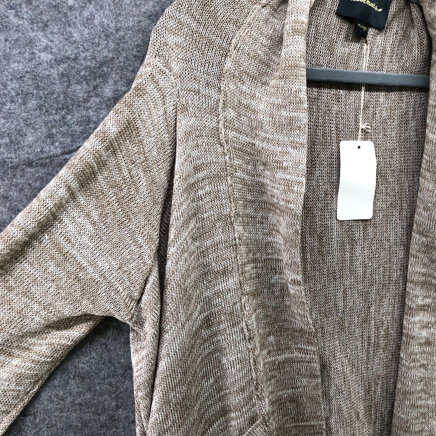 Vintage NWT Lovemarks Cardigan Womens L Open Front Boho Knit Heather Brown Beige Size L / US 10 / IT 46 - 6 Thumbnail