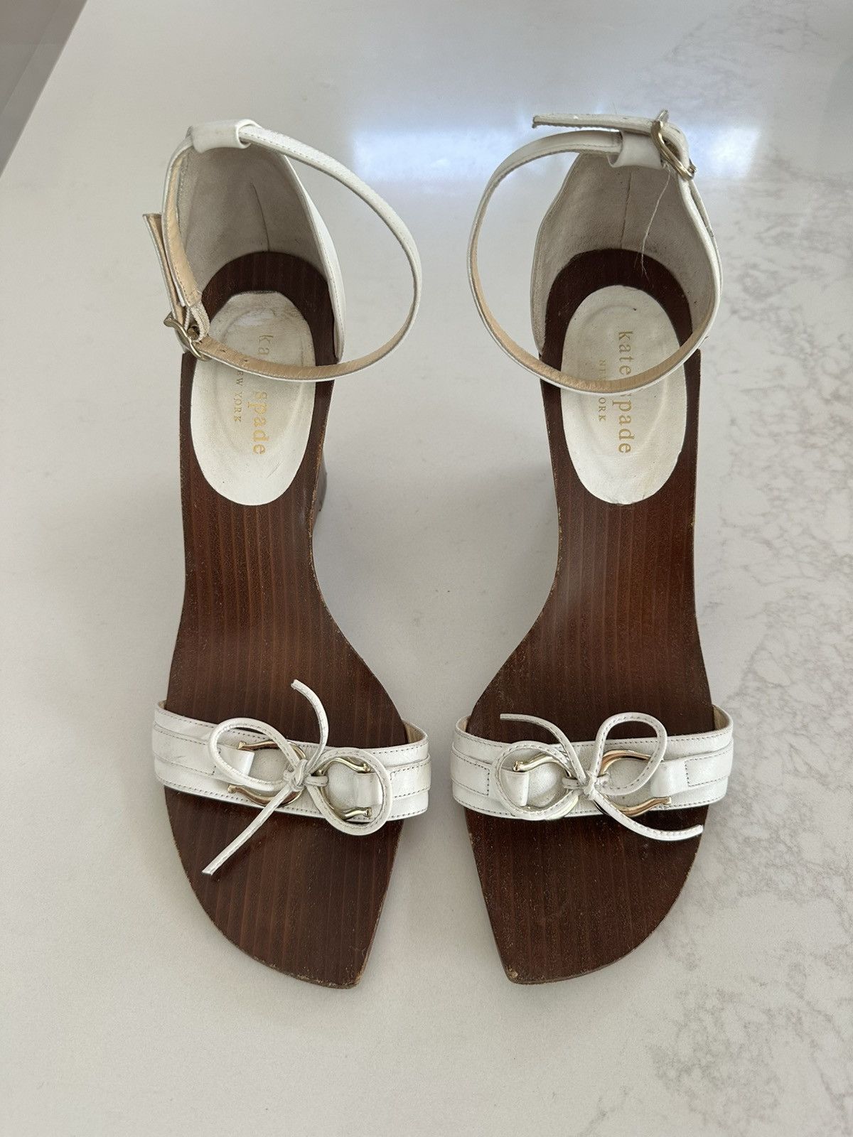 Kate Spade Kate Spade Women's Firey White Leather Wedge Sandal Size 8.5 Size US 7.5 / IT 37.5 - 2 Thumbnail
