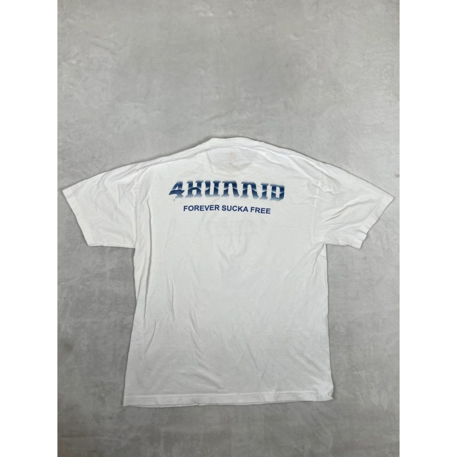 Vintage VINTAGE 4 Hunnid T-Shirt Forever Sucka Free Hip Hop Graphic Print Beige M Men Short Sleeve Large White Size US M / EU 48-50 / 2 - 6 Thumbnail