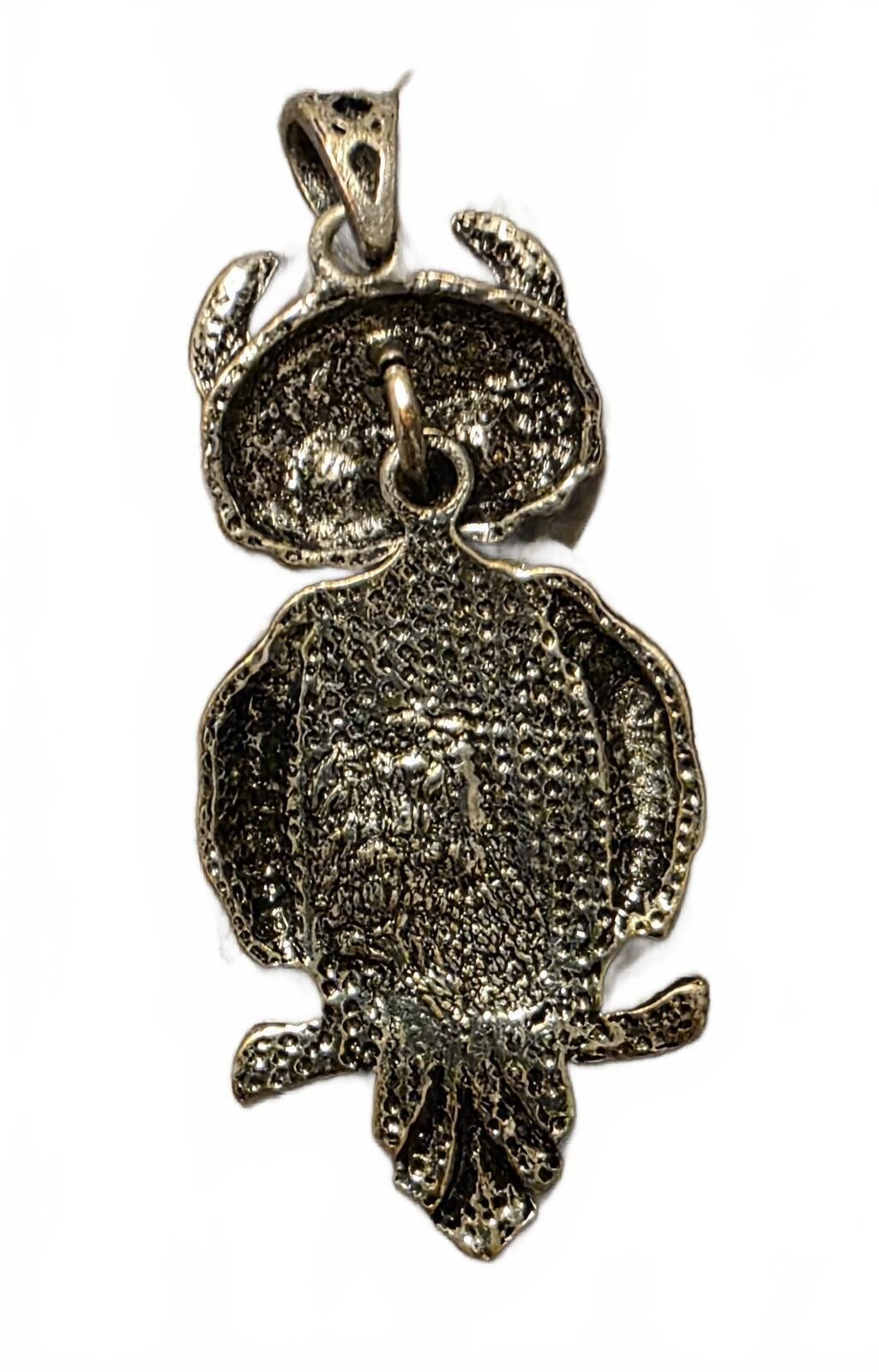 The Unbranded Brand Vintage Owl Pendant with Black Glitter Stone Size ONE SIZE - 2 Thumbnail