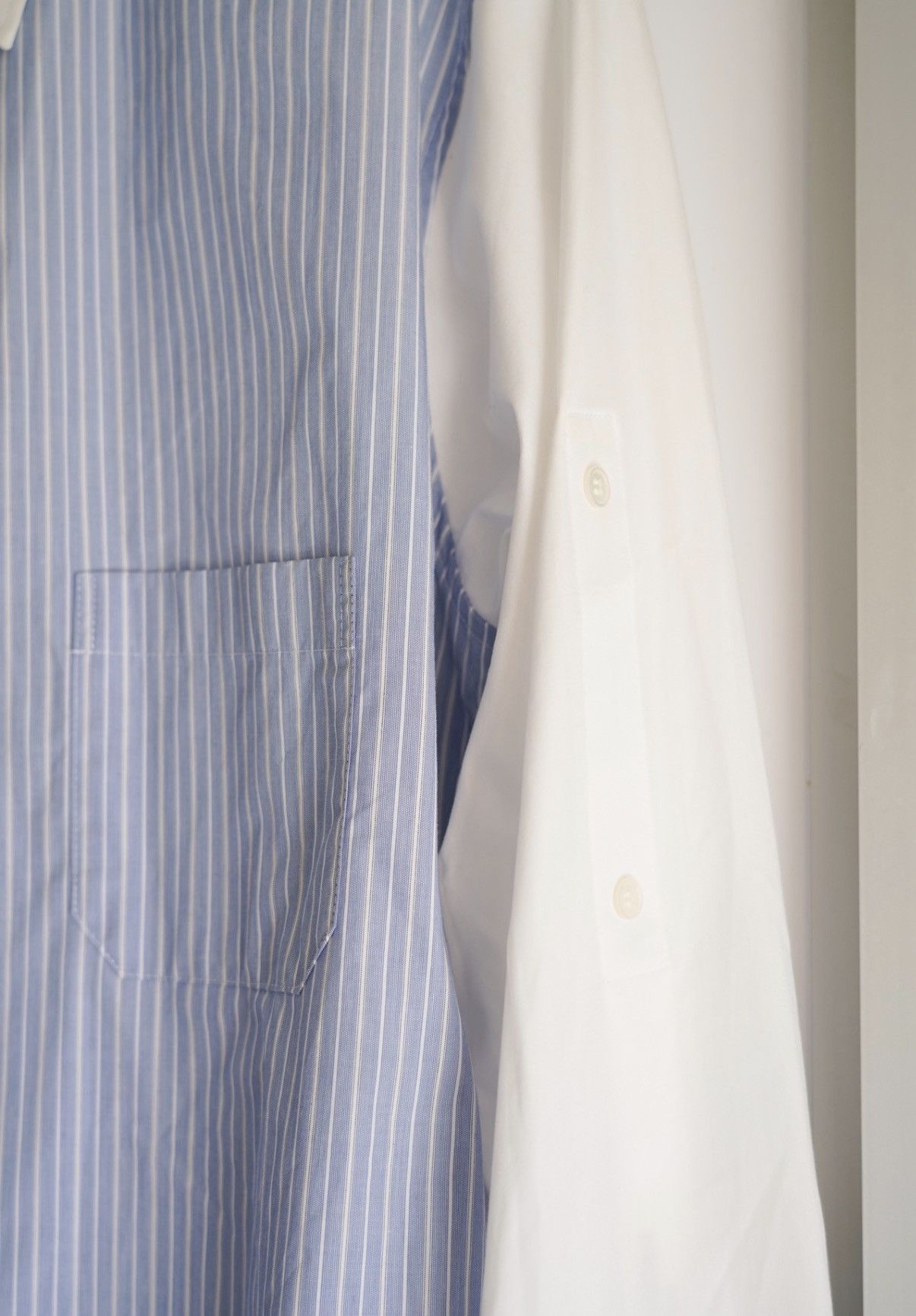 Yohji Yamamoto Yohji Yamamoto 13ss Blue Stripe Panel Shirt K4 Size US XL / EU 56 / 4 - 4 Thumbnail