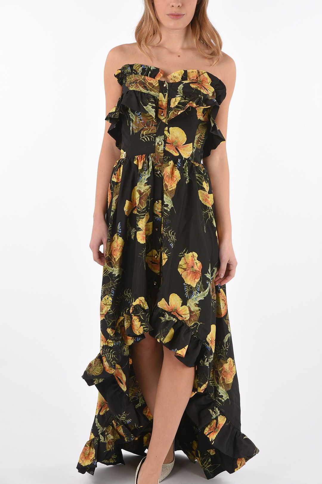 Philipp Plein og1mm0824 Floral-Print Silk Strapless Maxi Dress Size M / US 6-8 / IT 42-44 - 4 Thumbnail