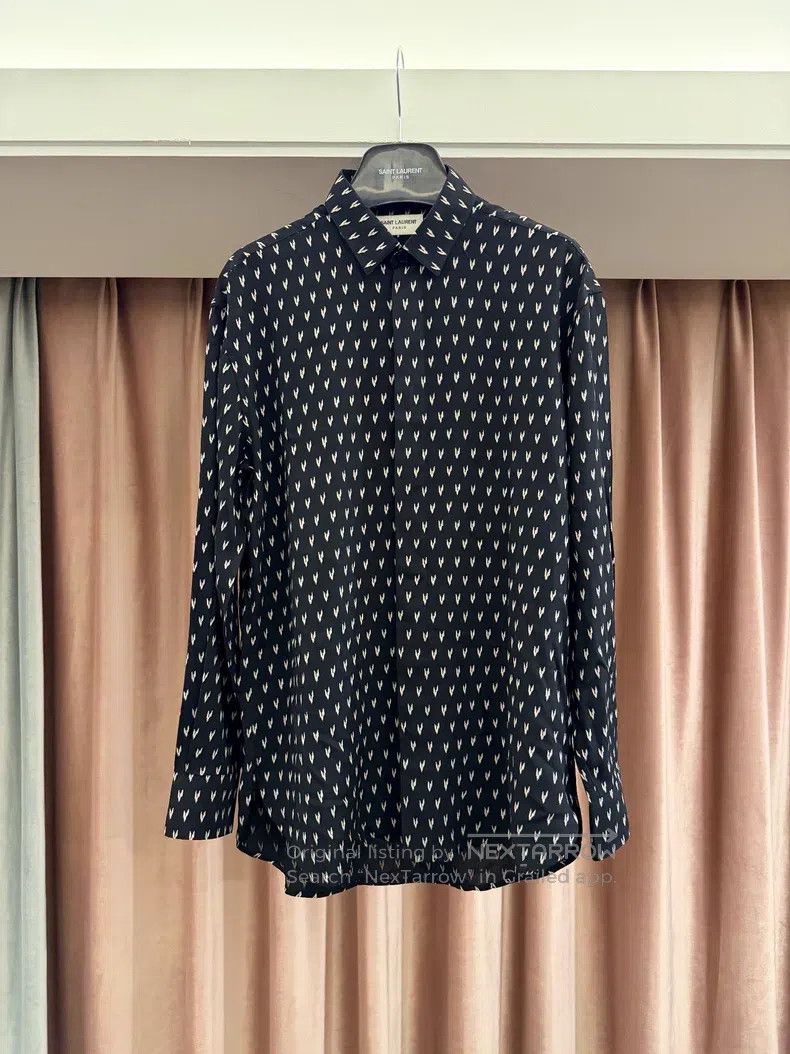 Saint Laurent Paris Saint Laurent Paris Black Lightning Silk Shirt Size XS / US 0-2 / IT 36-38 - 1 Thumbnail