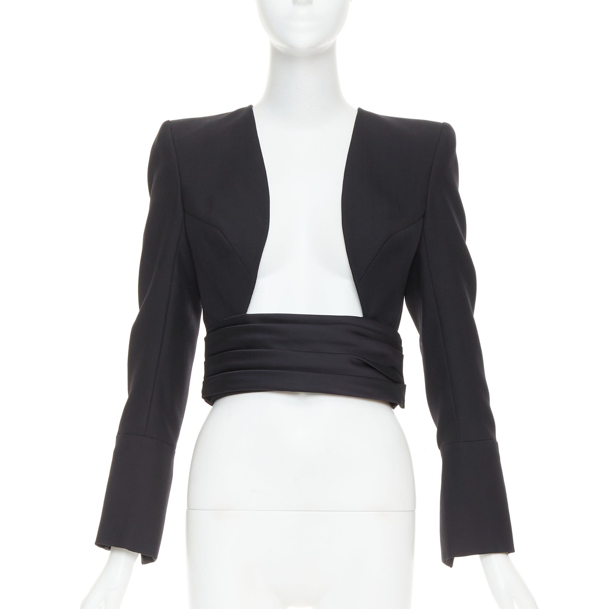 ALEXANDRE VAUTHIER COUTURE AW2020 Runway black open front cummerband cropped jacket