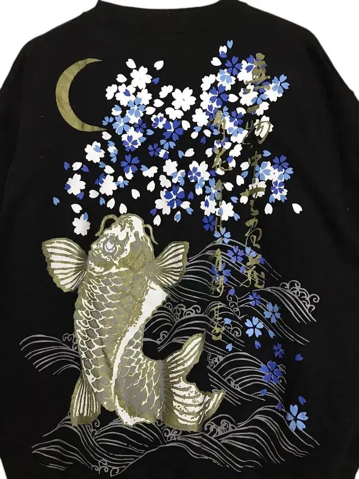 Japanese Brand Vintage Sukajan Japan Koi Fish Element Sweatshirts Size US L / EU 52-54 / 3 - 4 Thumbnail