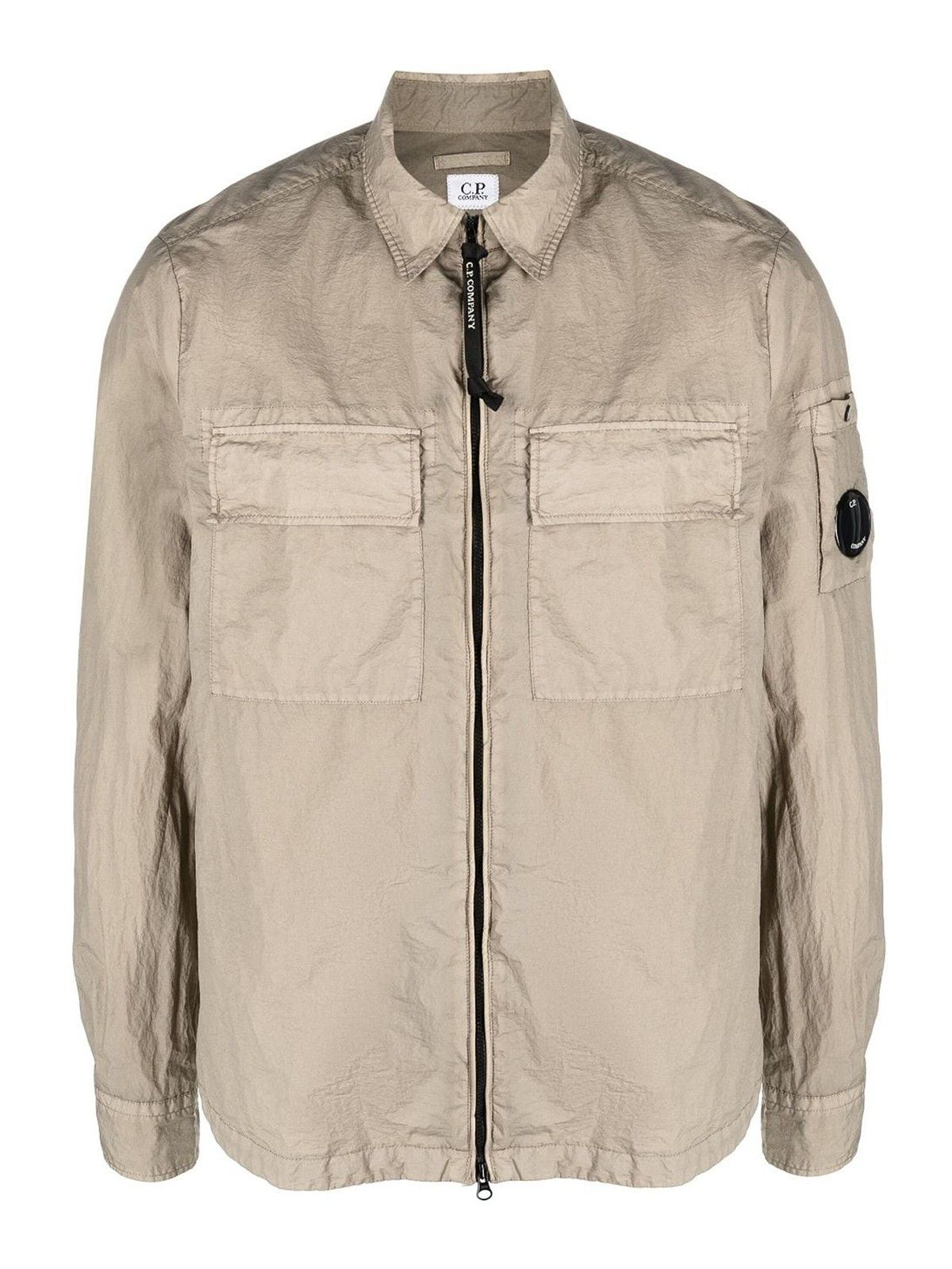 C.P. Company o1y1224 Logo Zipped Hooded Jacket in Beige Size US M / EU 48-50 / 2 - 1 Thumbnail