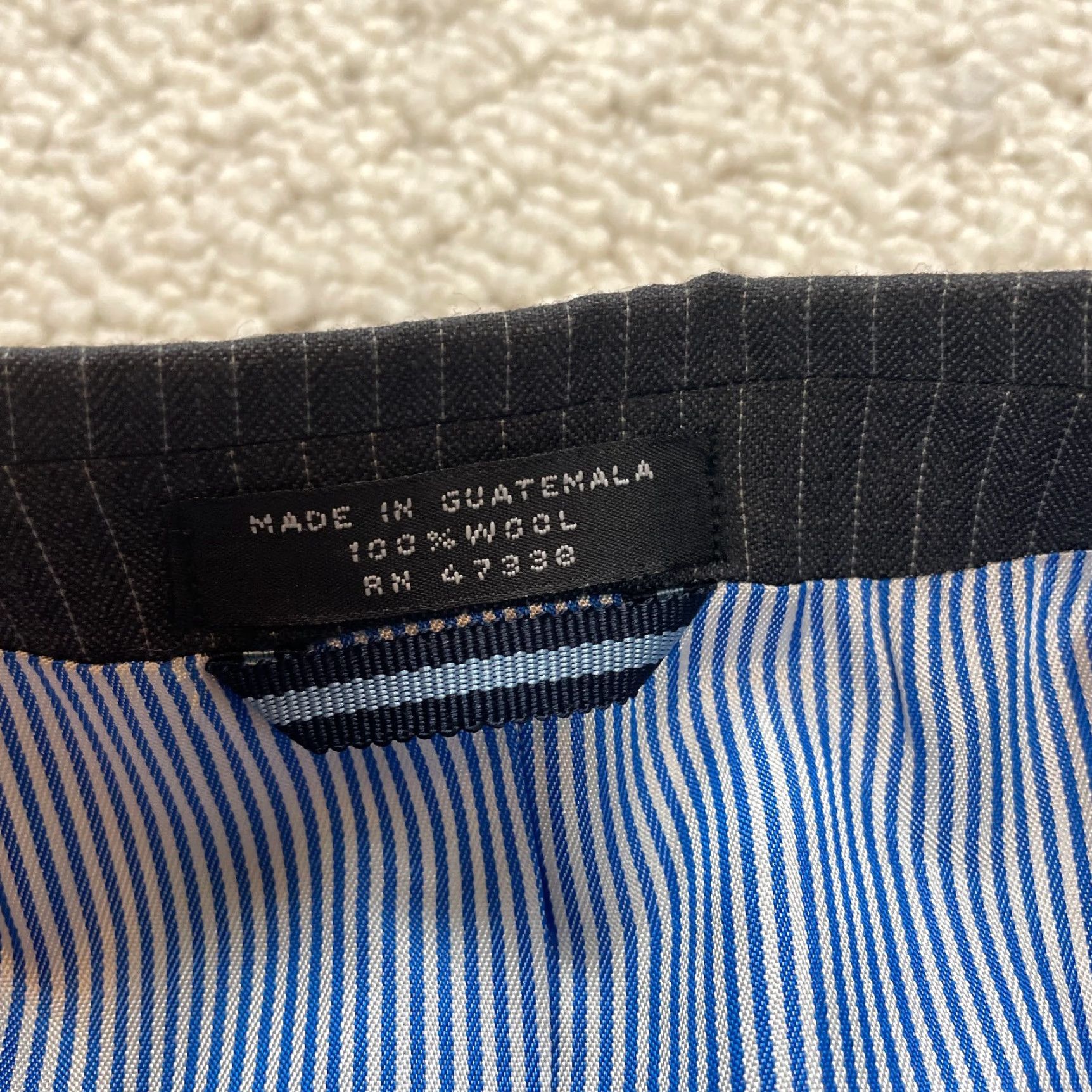 Tommy Hilfiger Tommy Hilfiger Blazer Jacket Mens 44 Blue Striped Wool Double Vented Two Button Regular Notch Size 44R - 6 Thumbnail