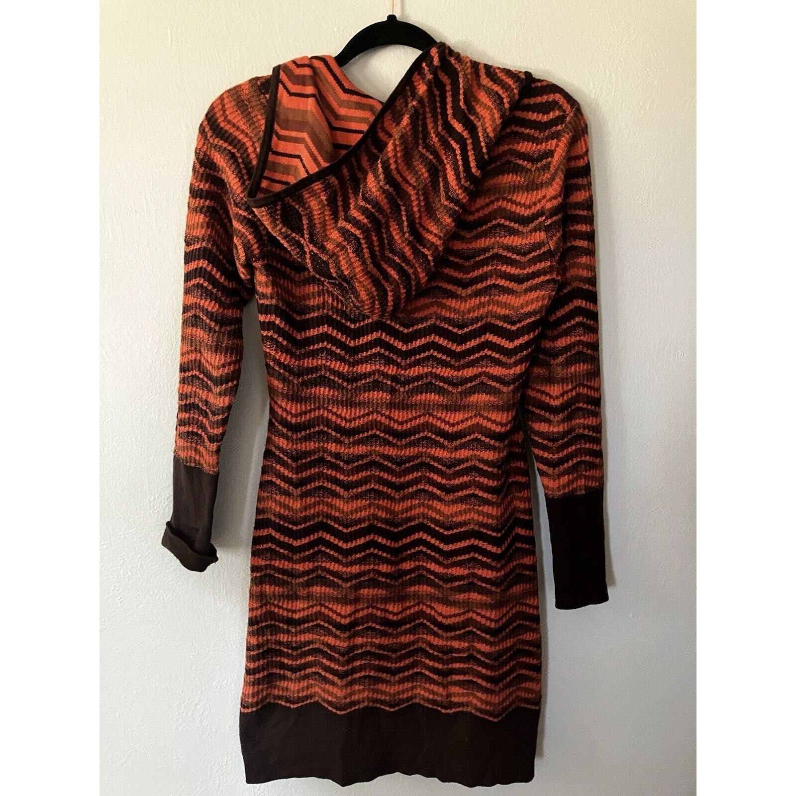 Prana Prana Meryl Sweater Dress small Chevron Hooded Orange Brown Size S / US 4 / IT 40 - 2 Thumbnail