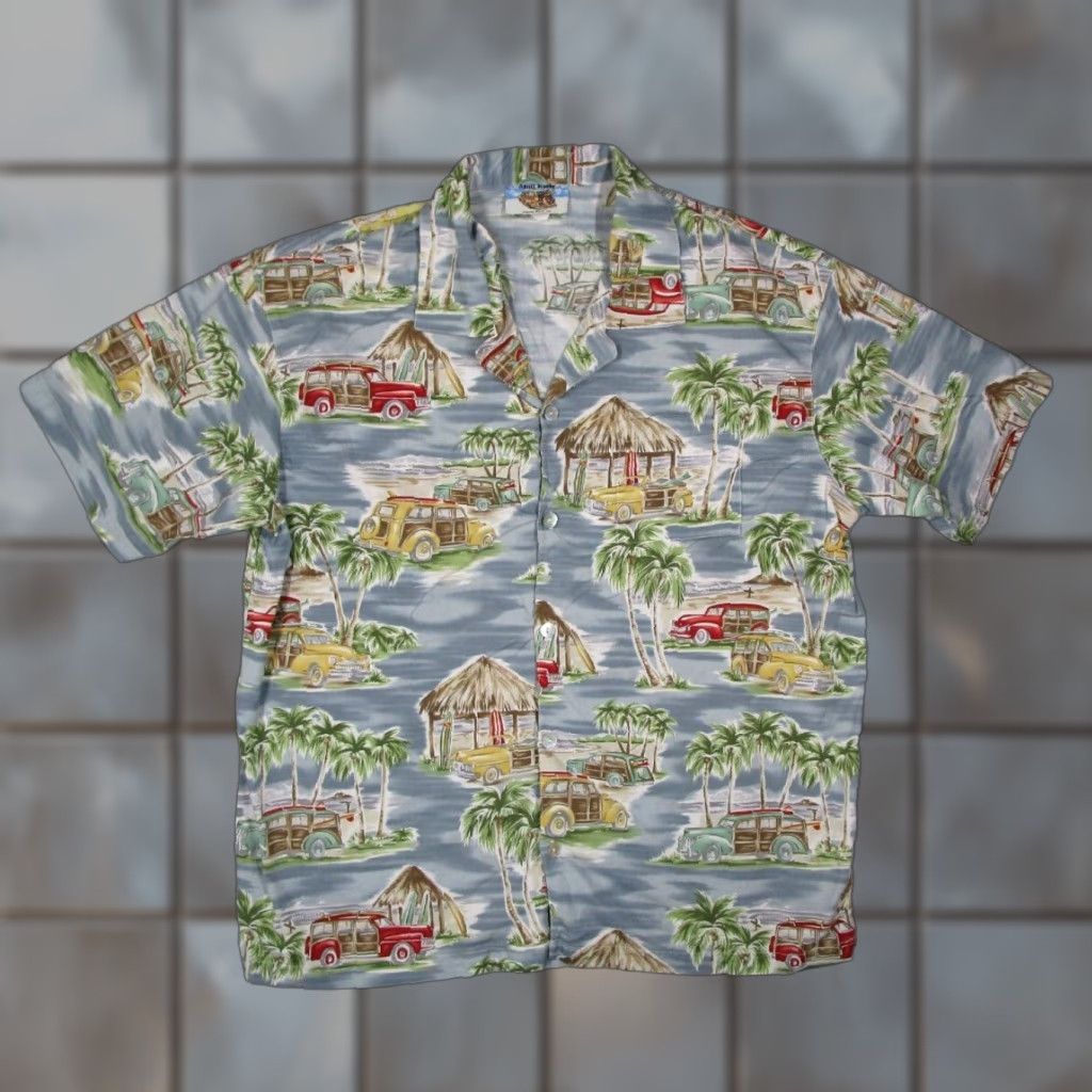 Vintage VINTAGE Matt Rider Shirt Mens XL Blue Floral Short Sleeve Button-Up Hawaiian Surfboard Cars Theme Size US XL / EU 56 / 4 - 1 Thumbnail