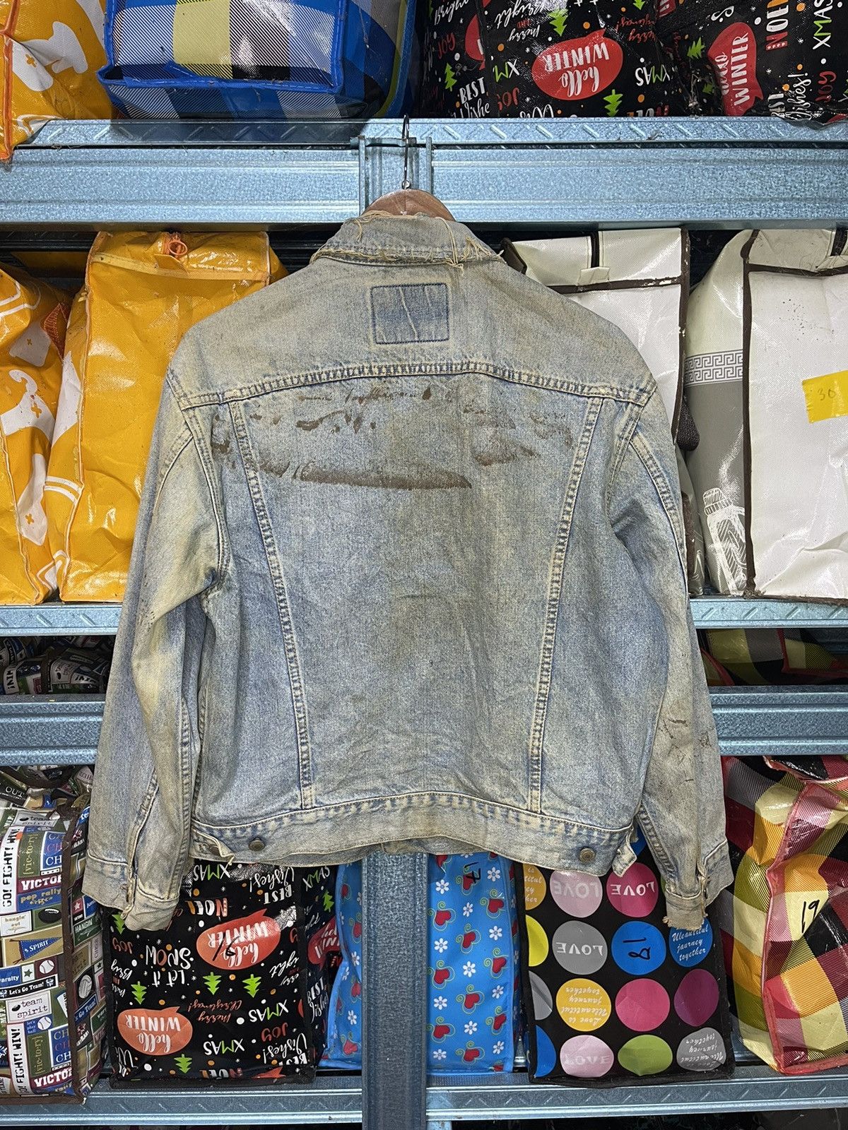 Vintage Vintage GL Heart Denim Jacket Orange Tab Distressed Look Size US S / EU 44-46 / 1 - 9 Thumbnail
