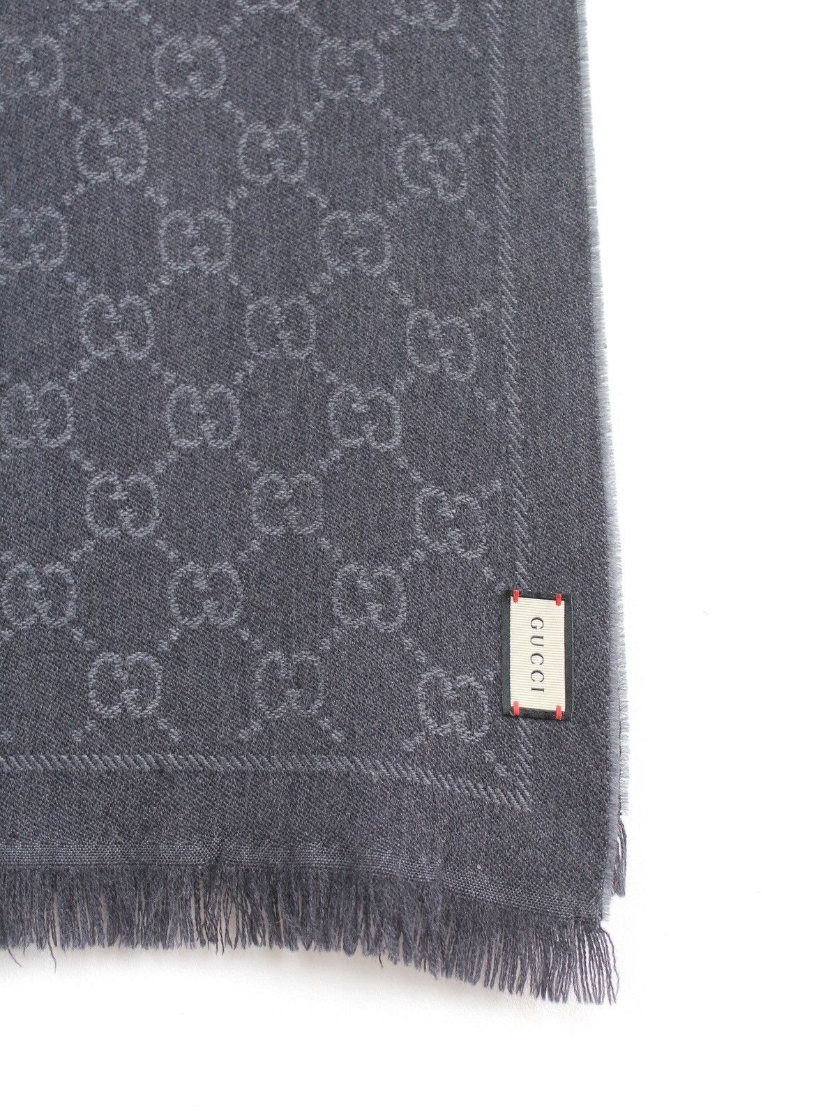 Gucci Gucci GG Jacquard Wool Scarf Grey 48x180 Size ONE SIZE - 3 Thumbnail