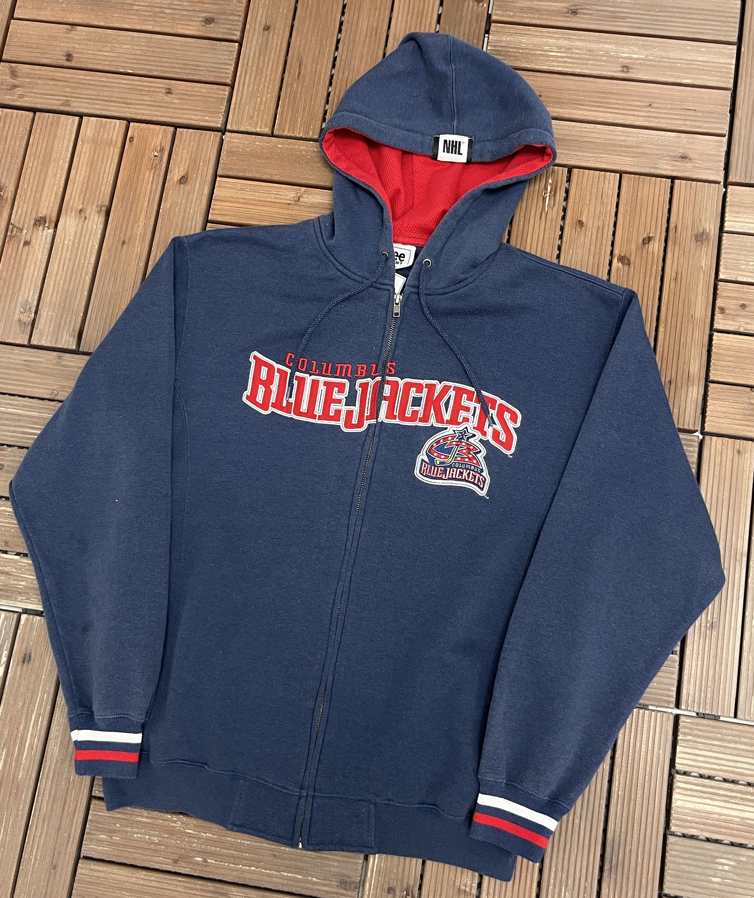 Vintage Columbus Blue Jackets Vintage Blue Hoodie Sweater Size US L / EU 52-54 / 3 - 3 Thumbnail