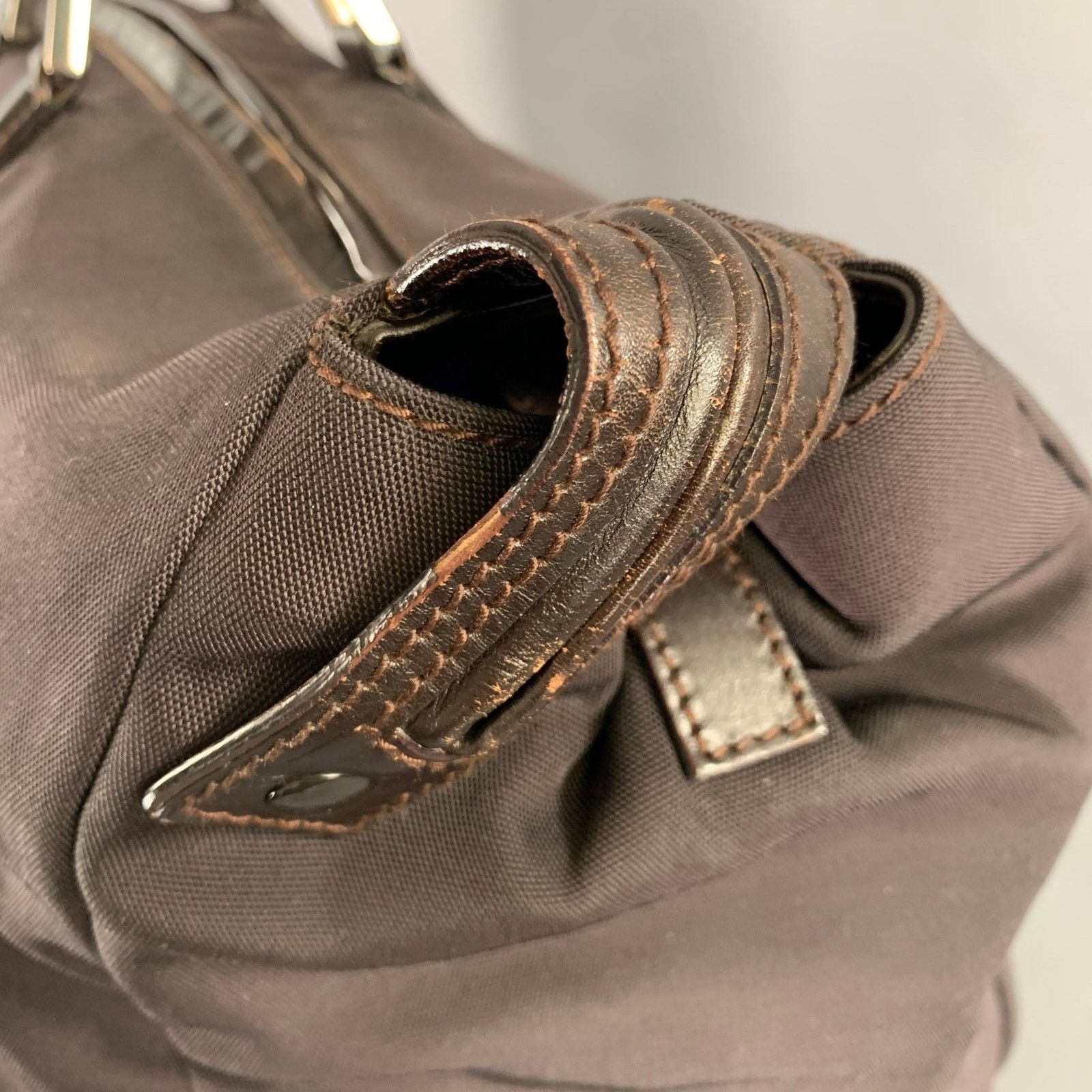 Gucci GUCCI Brown Leather Trim Nylon Weekender Bag Size ONE SIZE - 5 Thumbnail