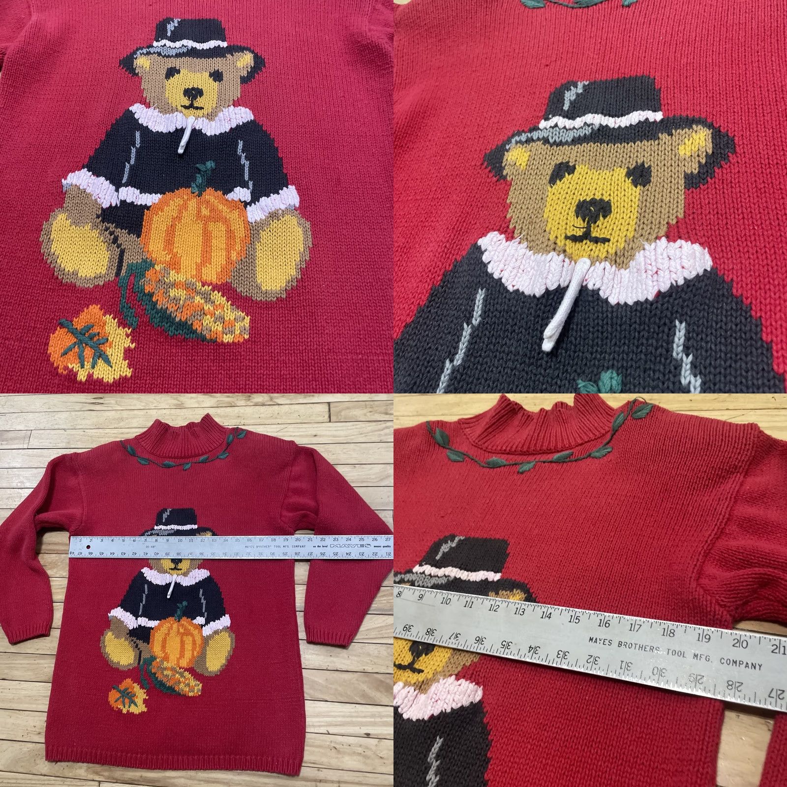 Vintage VINTAGE The Eagle's Eye Halloween Teddy Big Bear Pumpkin Sweater Women L Pullover Red Black Orange 90s Halloween Decor Ladies L Size L / US 10 / IT 46 - 8 Thumbnail