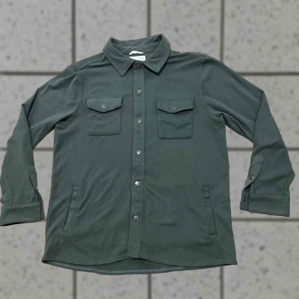 CO VINTAGE Laguna Beach Shacket Men XL Olive Green Y2K Flannel Snap Cap Capsule Shacket Casual Size US XL / EU 56 / 4 - 1 Thumbnail