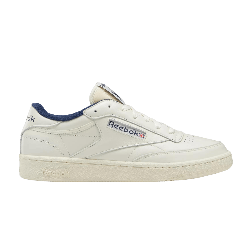 image of Reebok Club C 85 Vintage Chalk Vector Navy Shoes in Cream, Men's (Size 10)