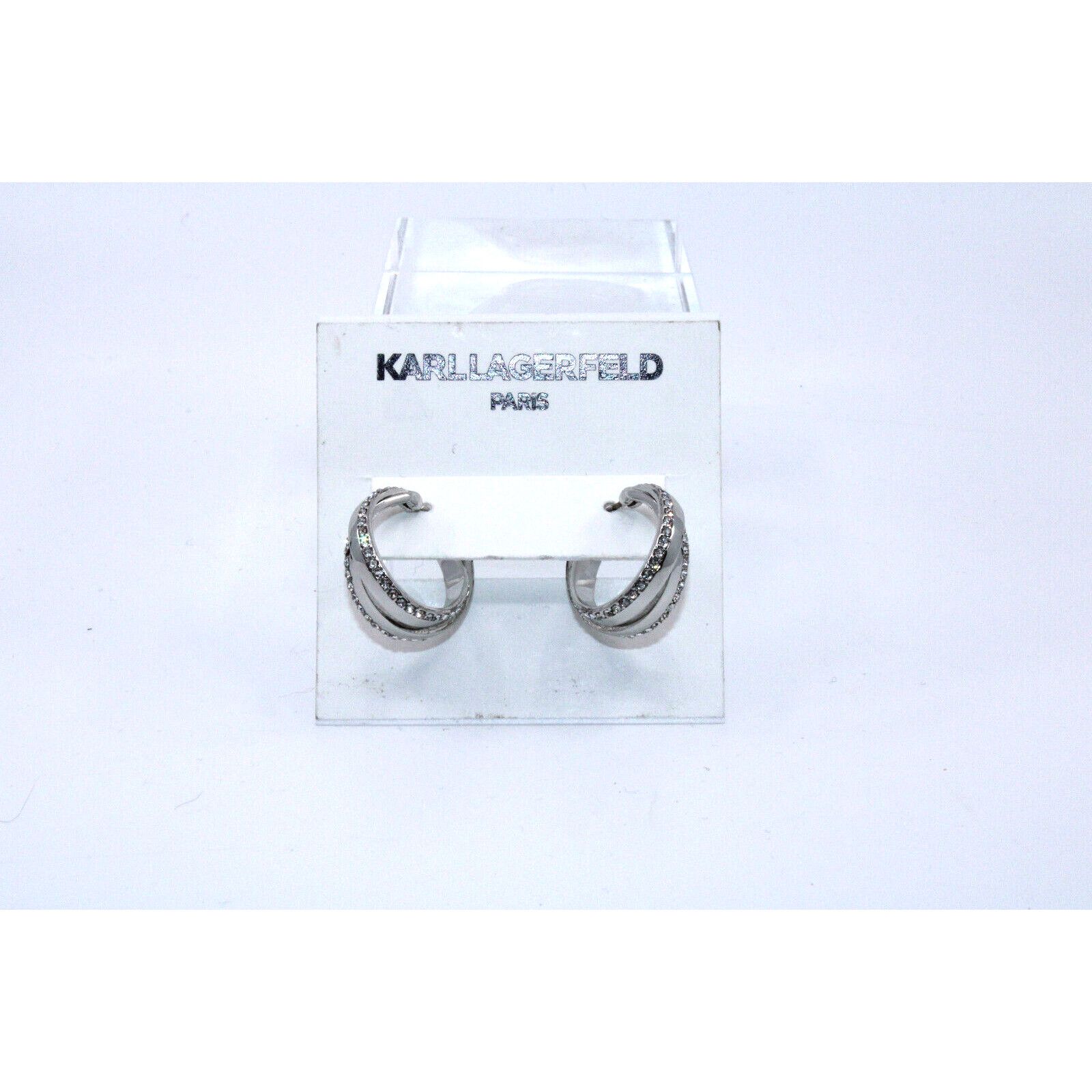 Karl Lagerfeld KARL LAGERFELD Silver Crystal Earringс KP110 09G00639 $42 Size ONE SIZE - 1 Thumbnail