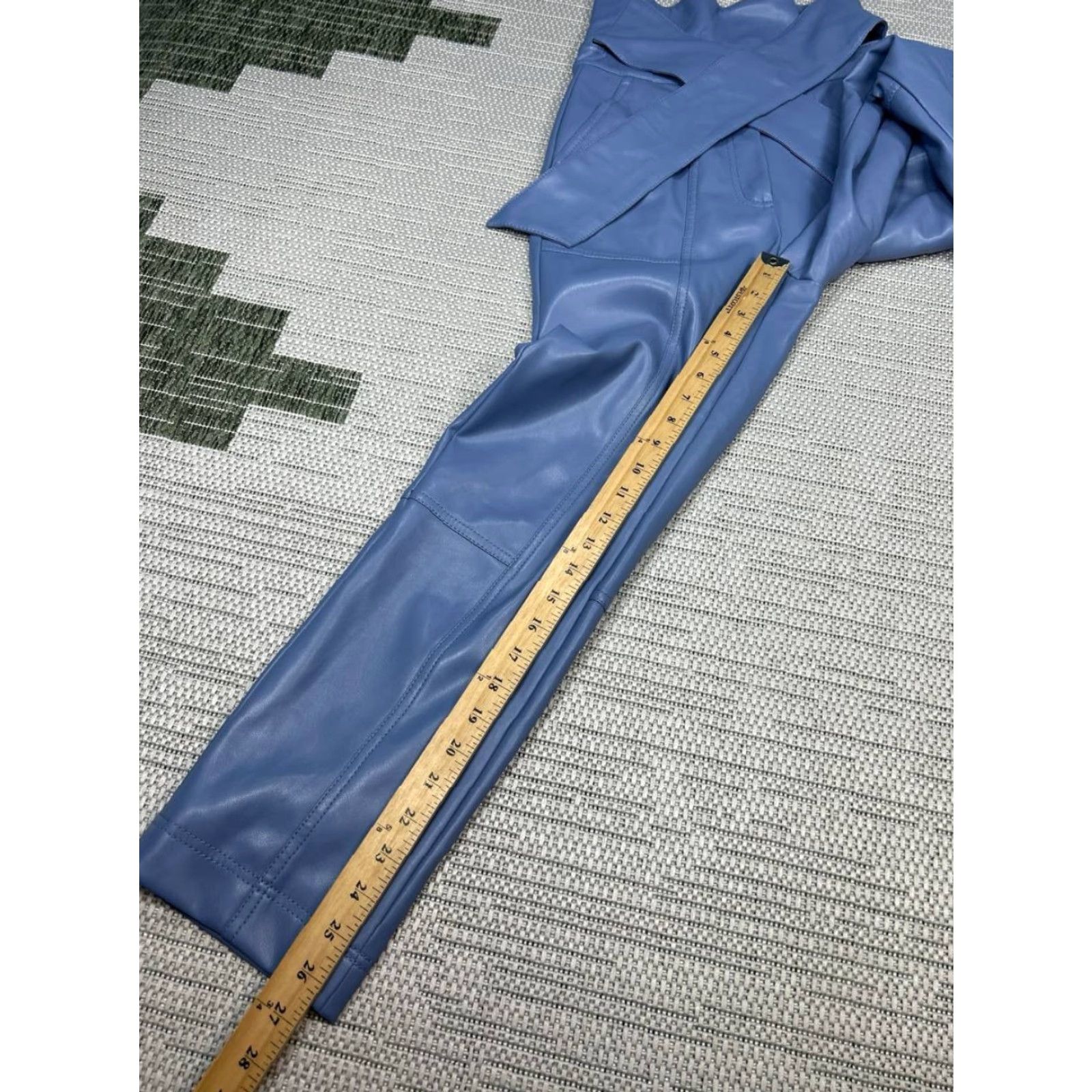 Jonathan Simkhai Jonathan Simkhai Tessa Faux Leather Pants Womens 2 Blue Mid Rise Straight Leg Size 26" / US 2 / IT 38 - 3 Thumbnail