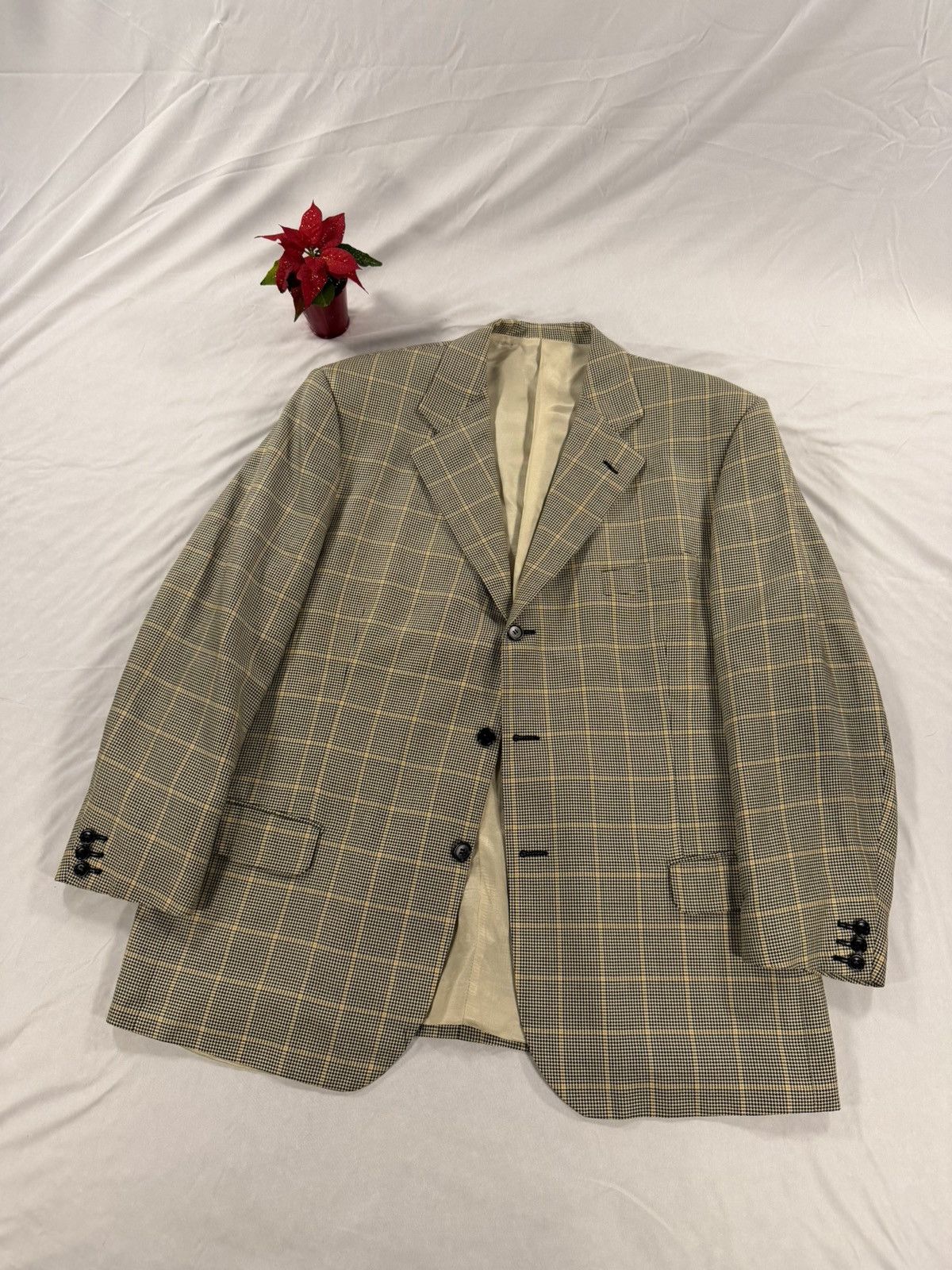 Other E Thomas Rigatti Silk Wool Houndstooth Blazer Sport Coat 46R Size 46R - 1 Thumbnail