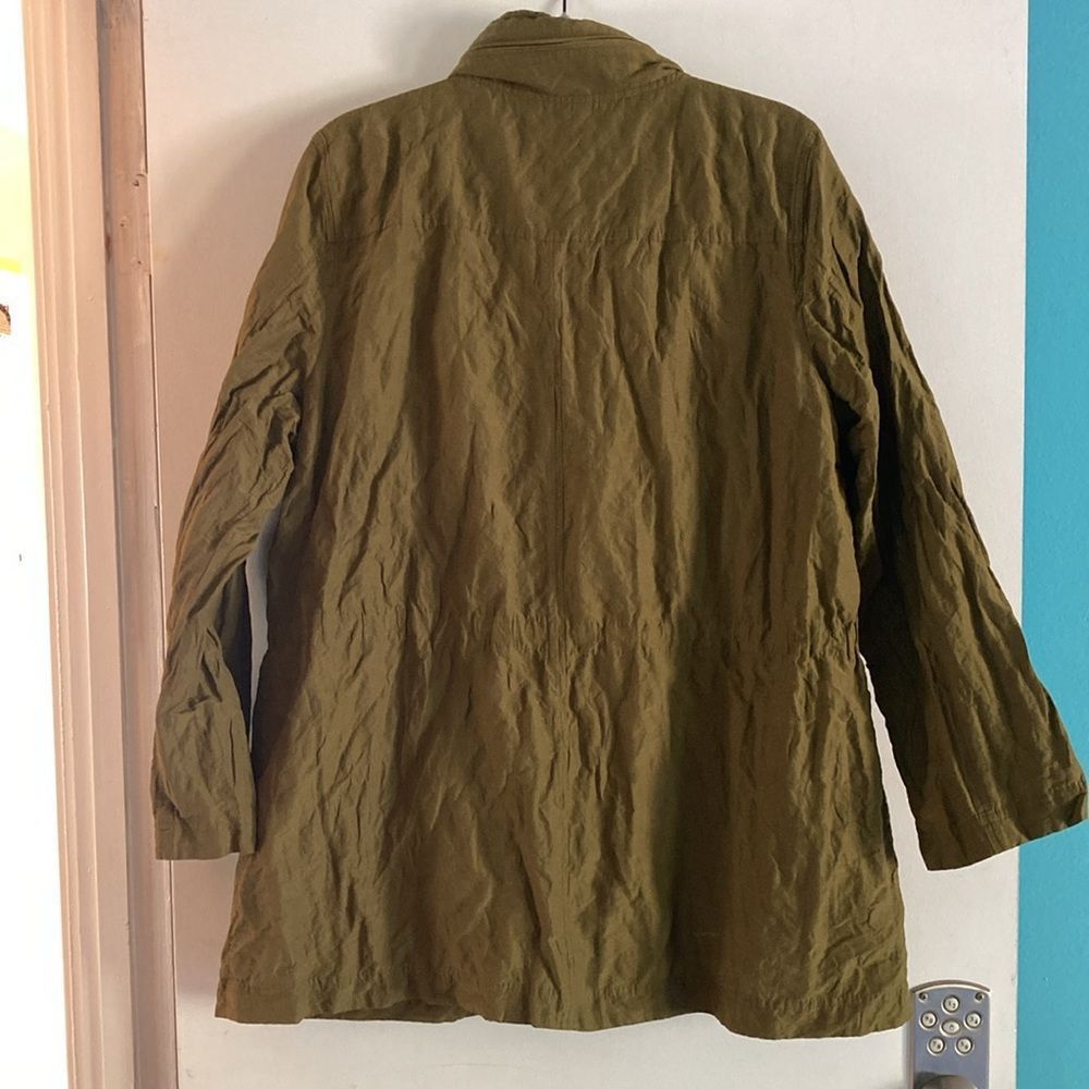 Eileen Fisher Size XL Hooded Lightweight Jacket Olive Organi